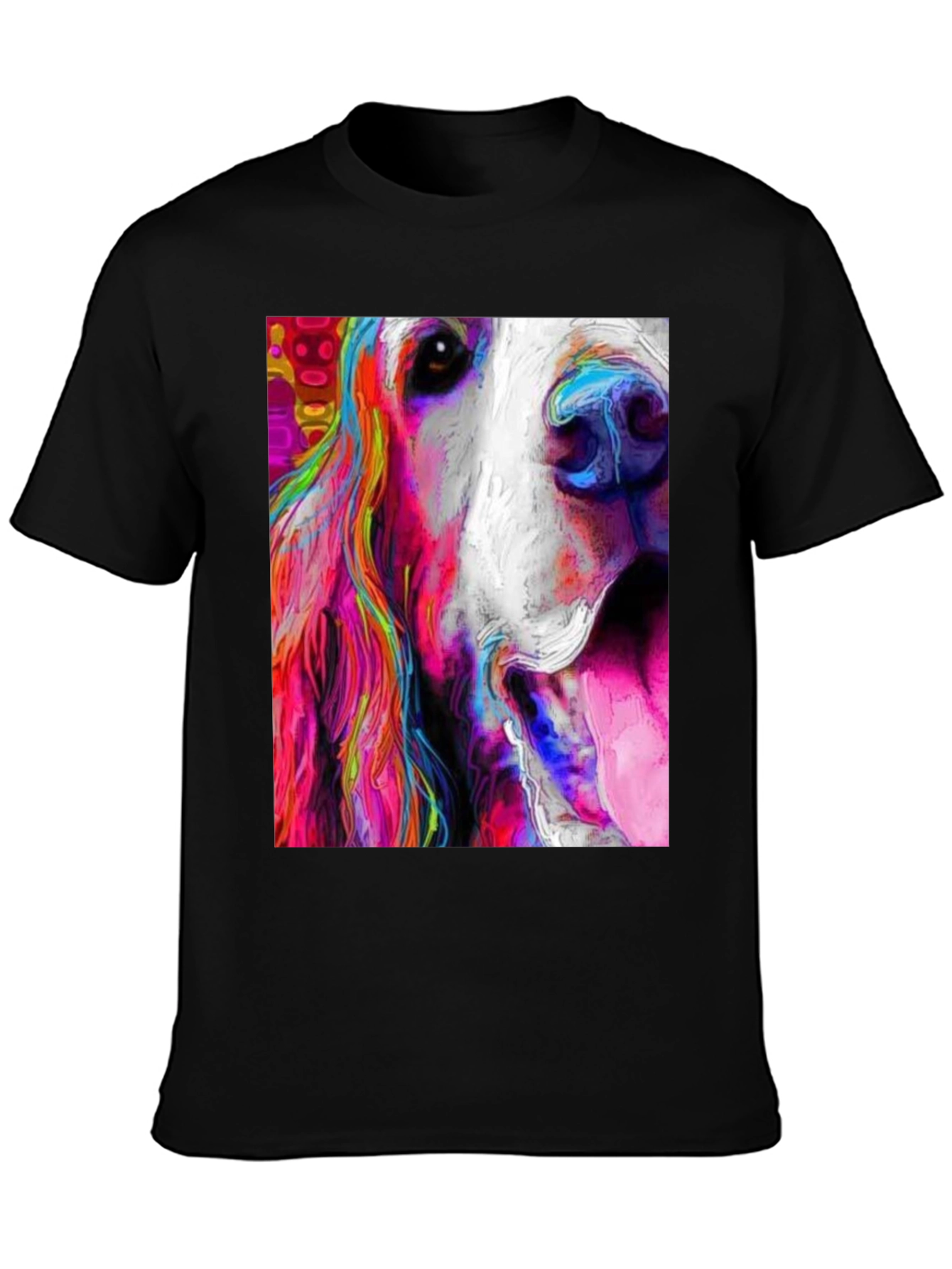 Black Colorful Dog Art Graphic Tee view 3