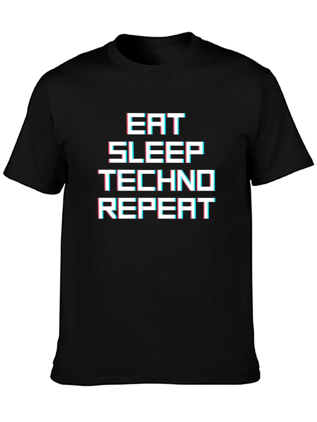 Black Eat Sleep Techno Repeat Graphic Tee view 3