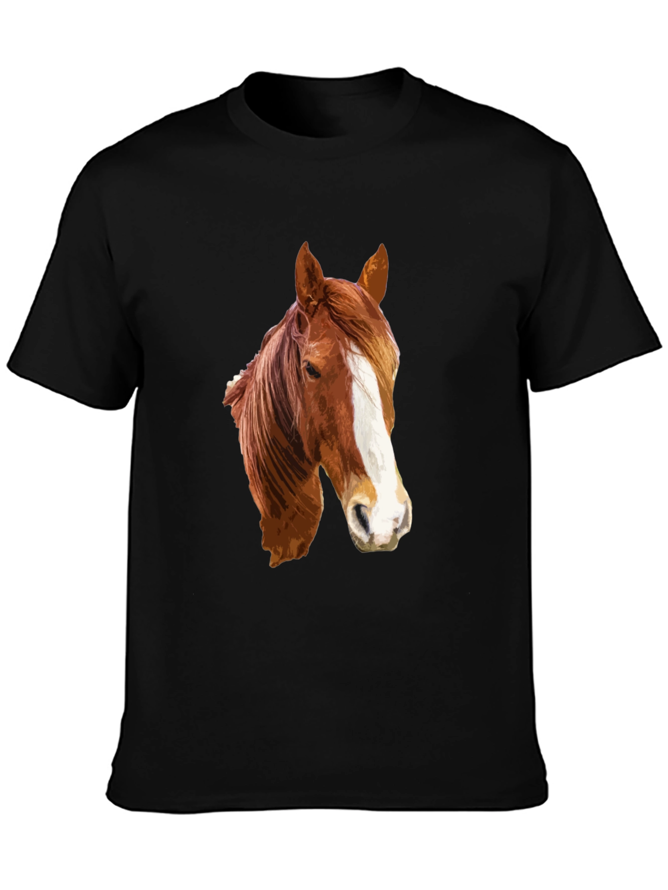 Black Horse Head Graphic T-Shirt - Black Cotton Tee view 3