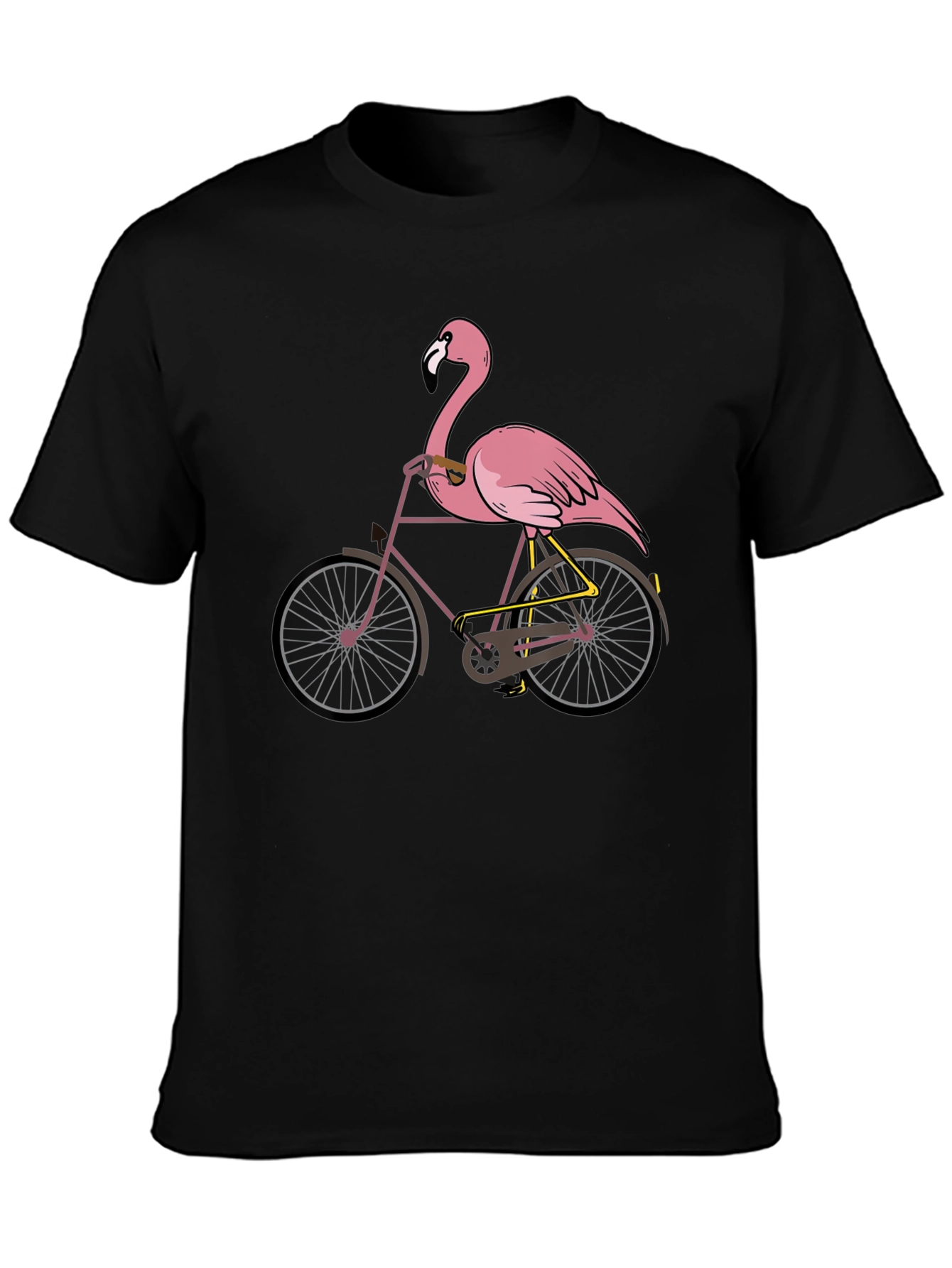 Black Flamingo on Bike Graphic T-Shirt view 3