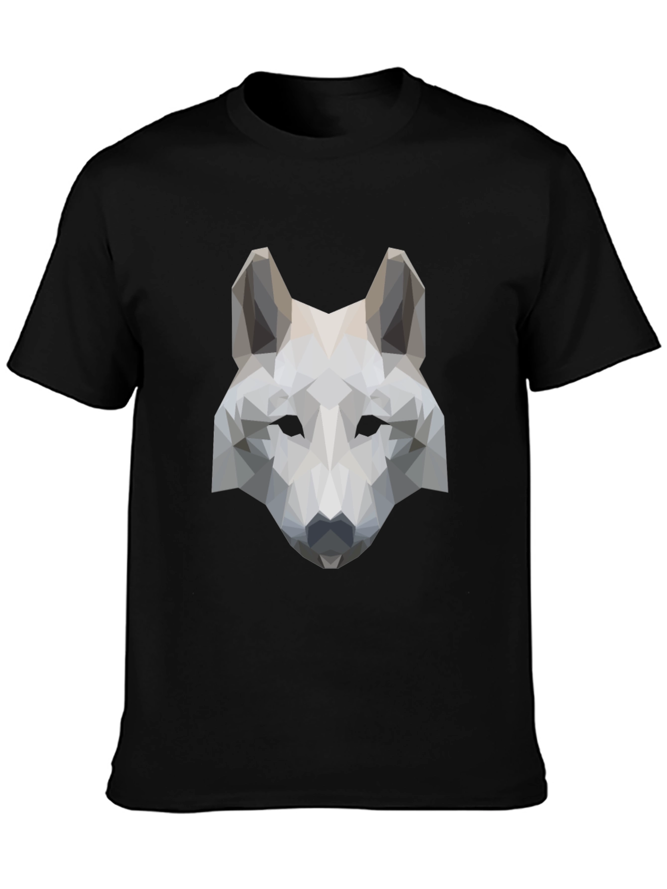 Black Geometric Wolf Head Graphic Tee - Black view 3