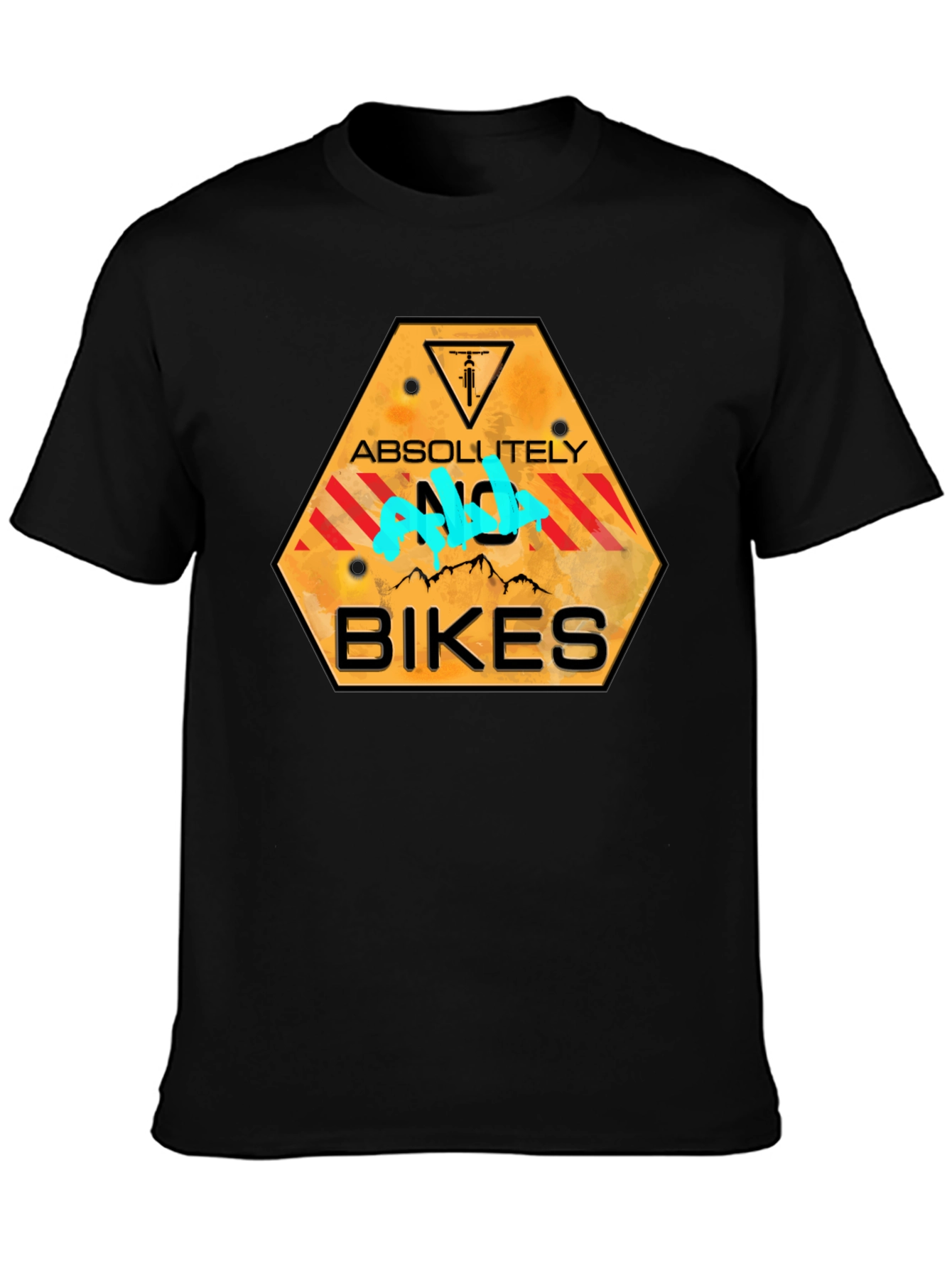 Black Absolutely No Bikes T-Shirt - Novelty Graphic Tee view 3