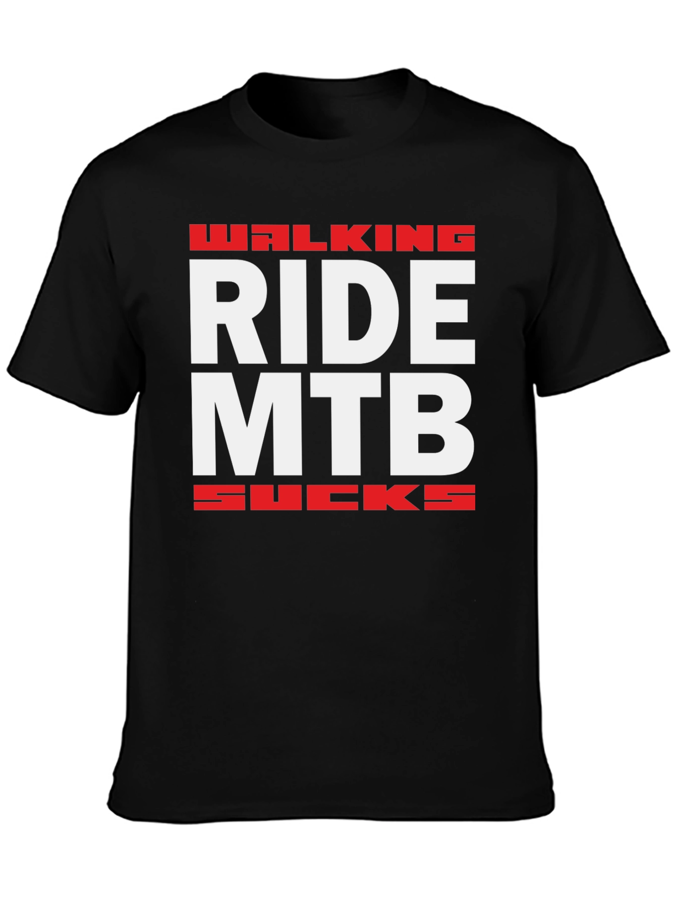 Black Walking Ride MTB Sucks T-Shirt view 3