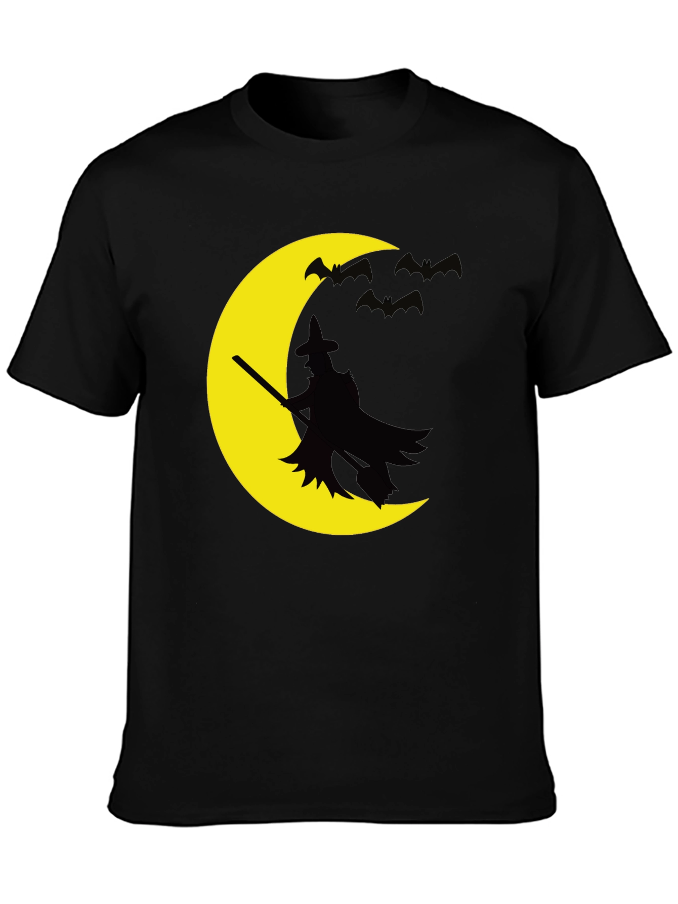 Black Halloween Witch Moon Graphic T-Shirt view 3