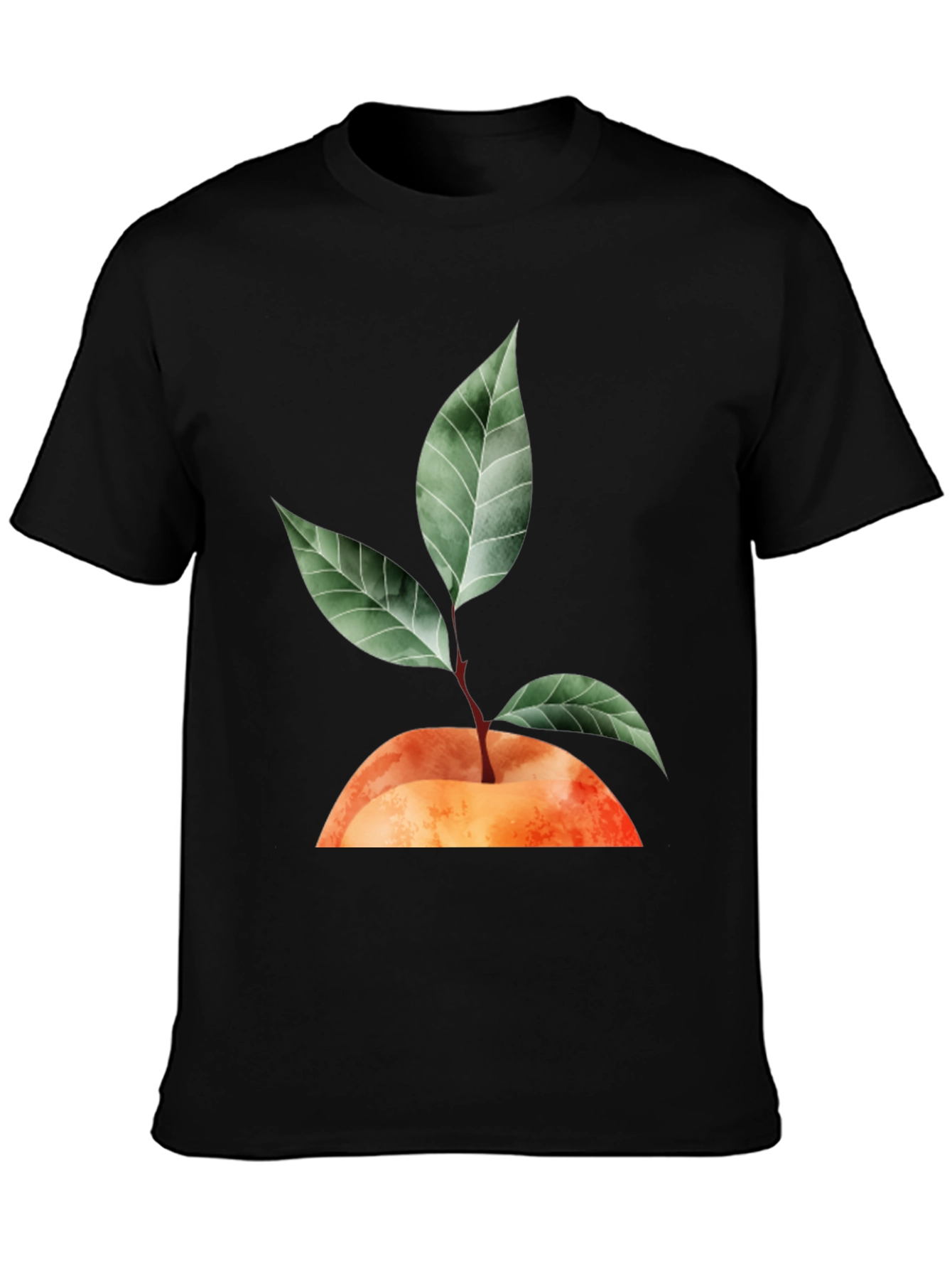 Black Peach Plant Graphic T-Shirt - Unisex Casual Tee view 3