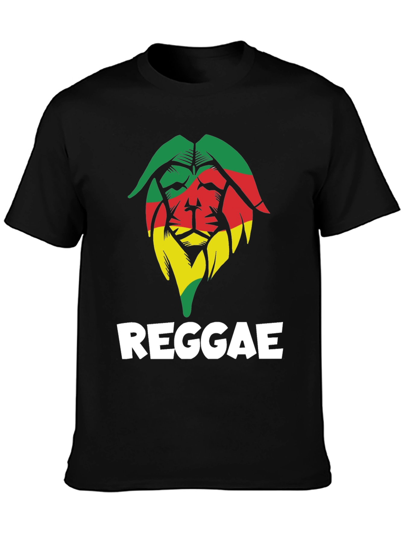 Black Reggae Lion Graphic Tee - Black Cotton T-Shirt view 3