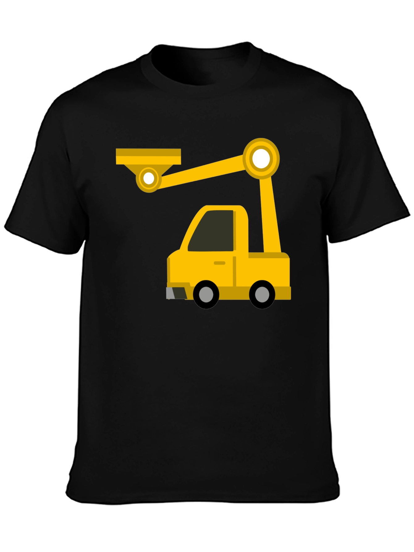 Black Construction Crane Truck Graphic Tee view 3