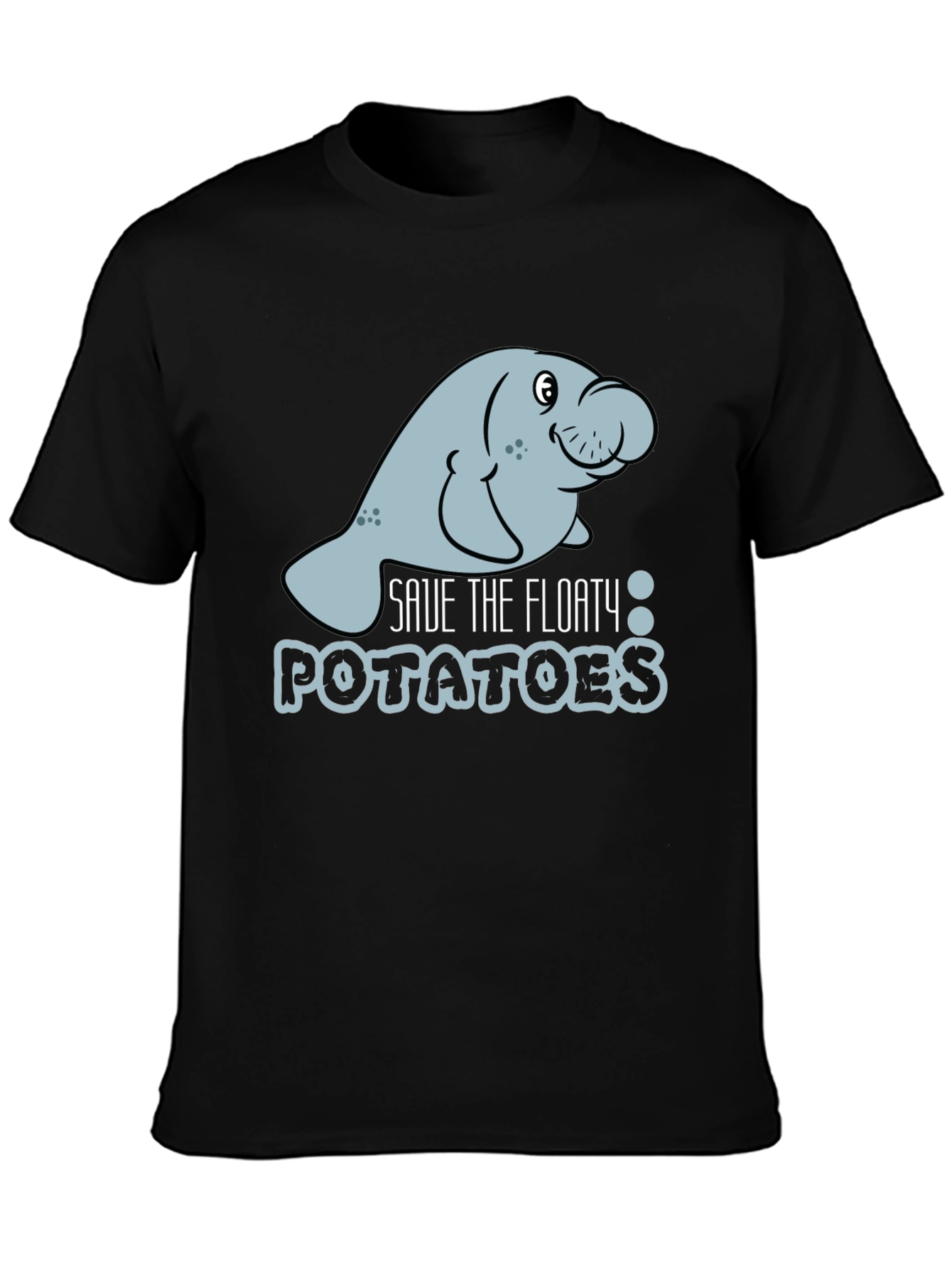 Black Save the Floaty Potatoes Manatee Graphic Tee view 3