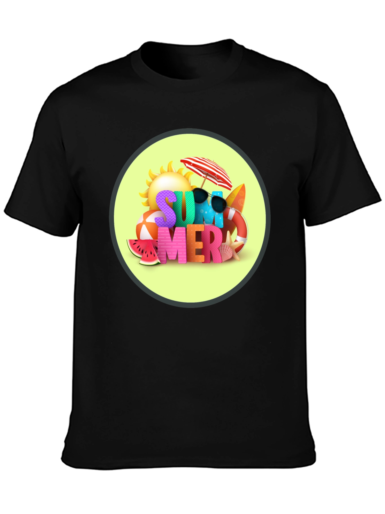 Black Summer Vibes Black T-Shirt view 3