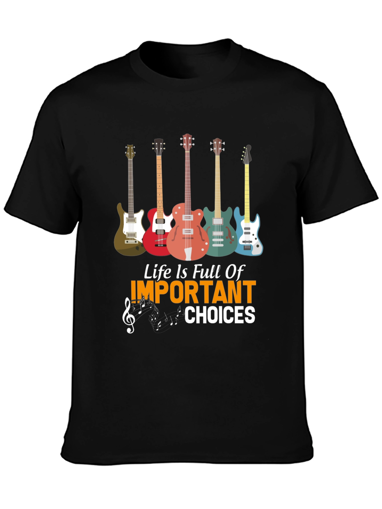 Black Guitar Life Choices Graphic Tee - Music Lover view 3
