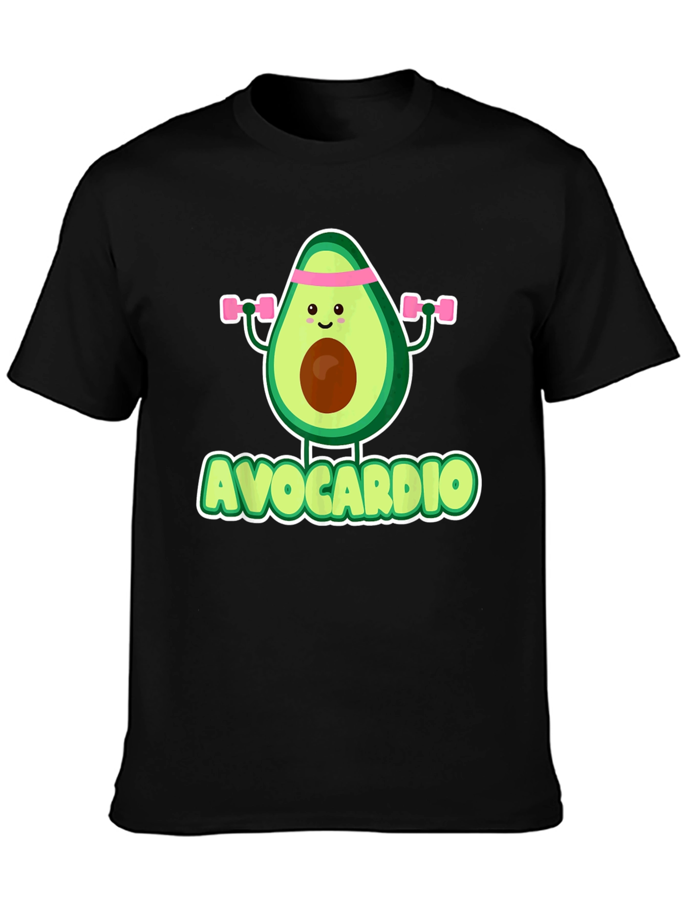 Black Avocardio Men's Black T-Shirt - Funny Avocado Workout Tee view 3