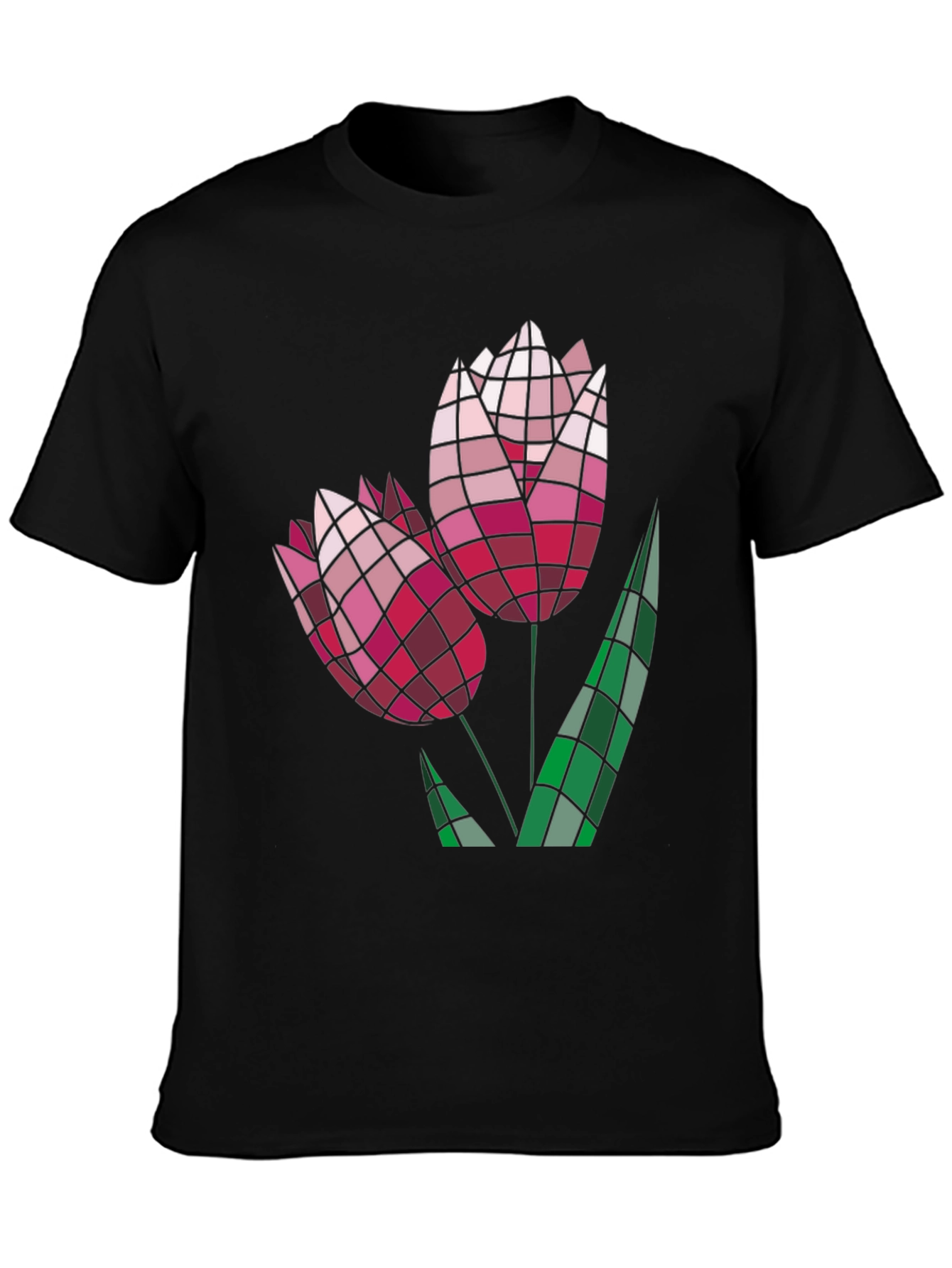 Black Geometric Floral Tee view 3