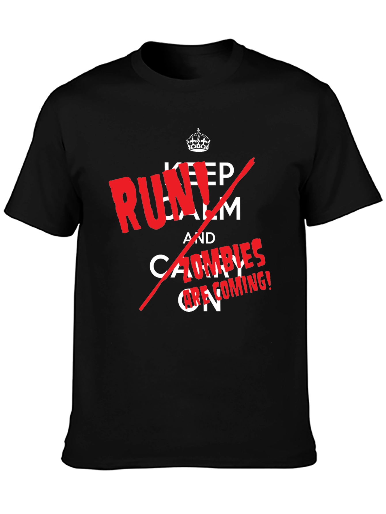 Black Keep Calm, Zombies are Coming! Novelty T-Shirt view 3