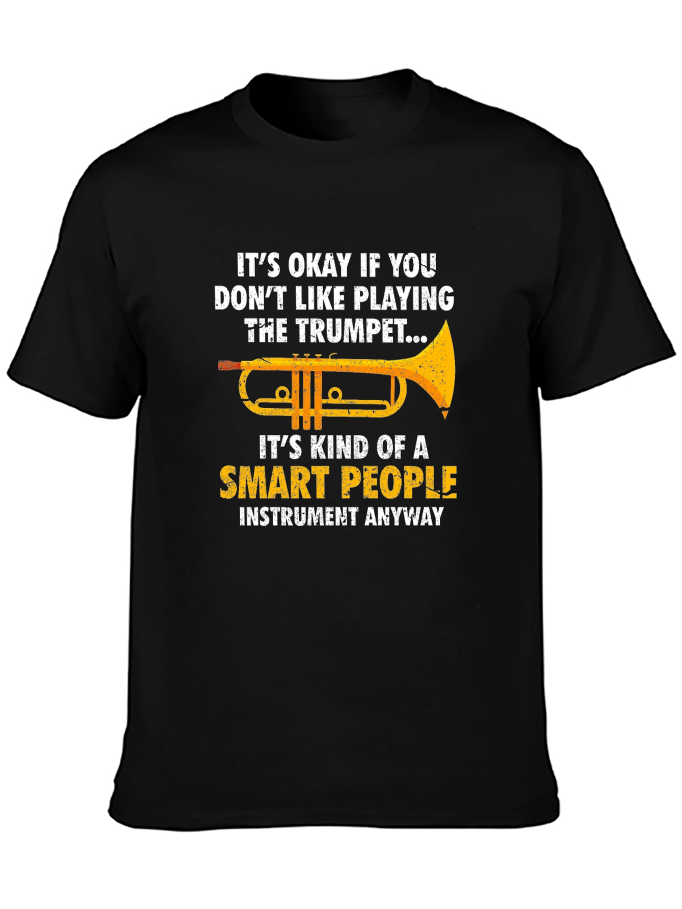 Black Funny Trumpet Player T-Shirt - Smart People Instrument view 3