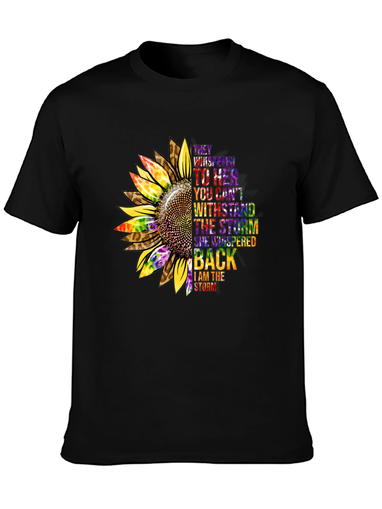 Black Sunflower Inspirational T-Shirt -  They Whispered view 3