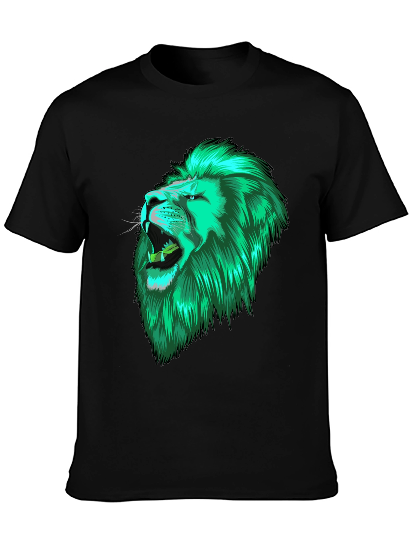 Black Lion Head Graphic Black Tee view 3
