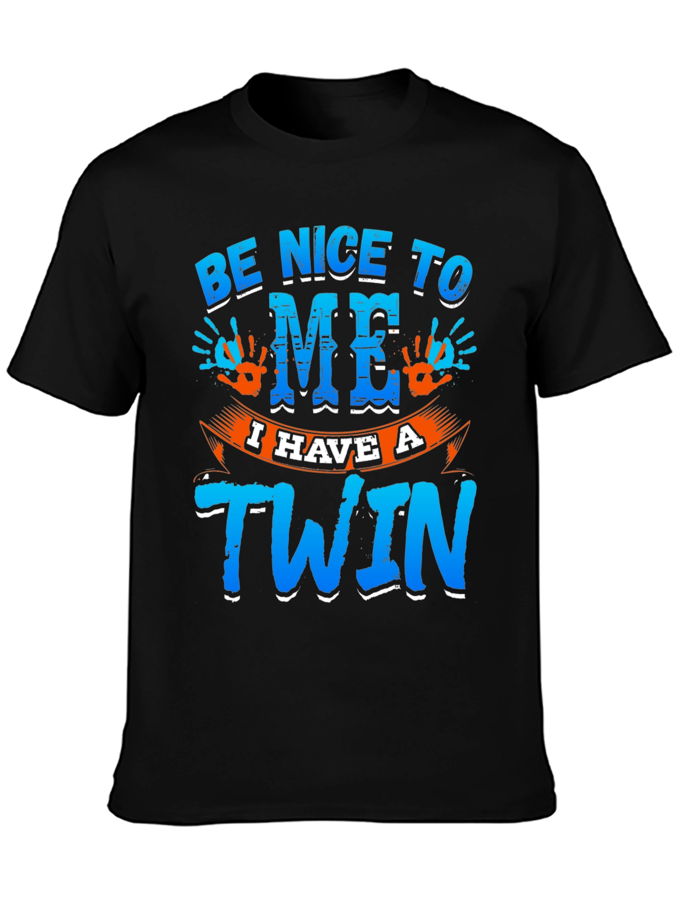 Black Be Nice To Me I Have A Twin Black T-Shirt view 3