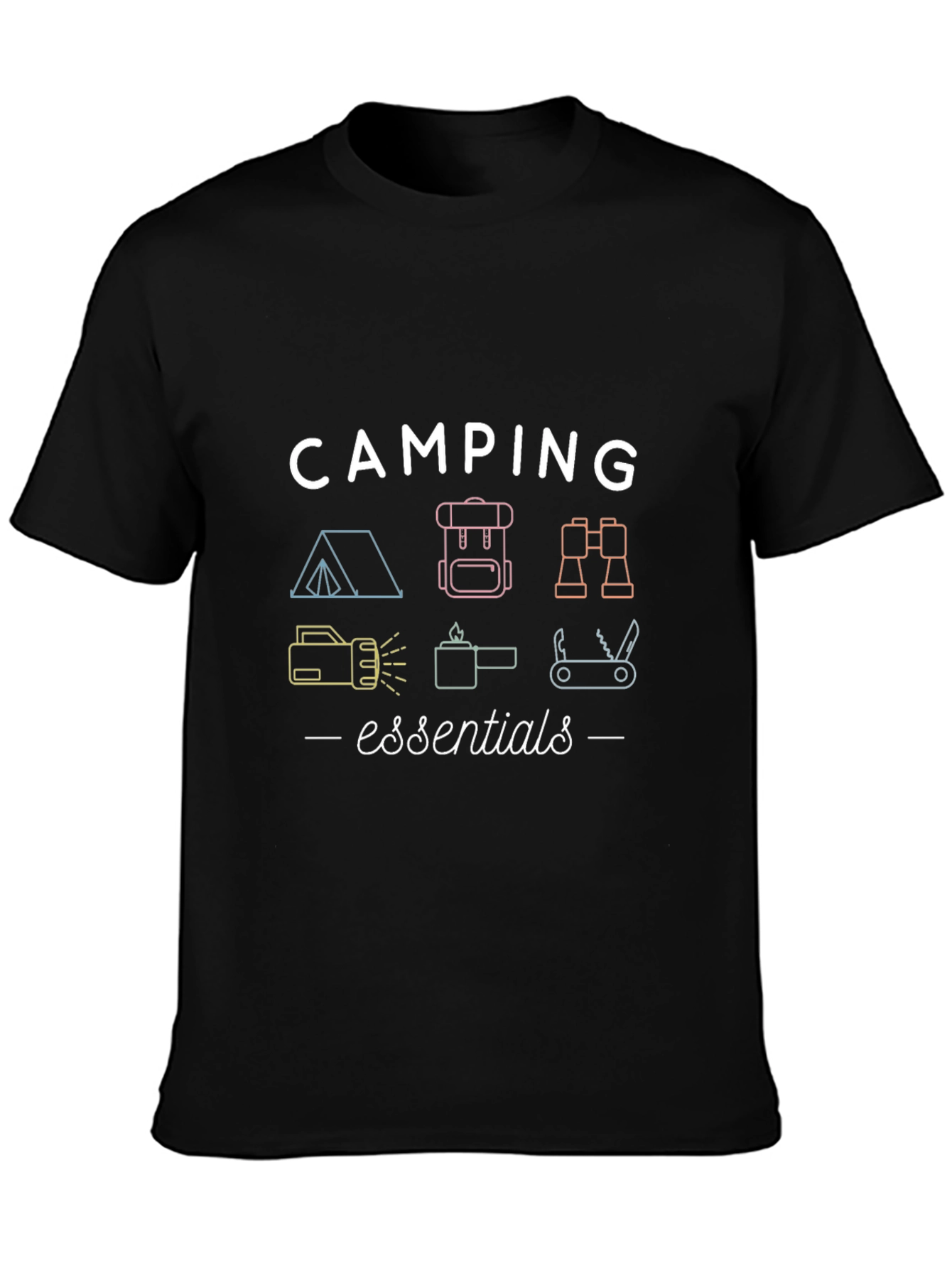 Black Camping Essentials Graphic T-Shirt view 3