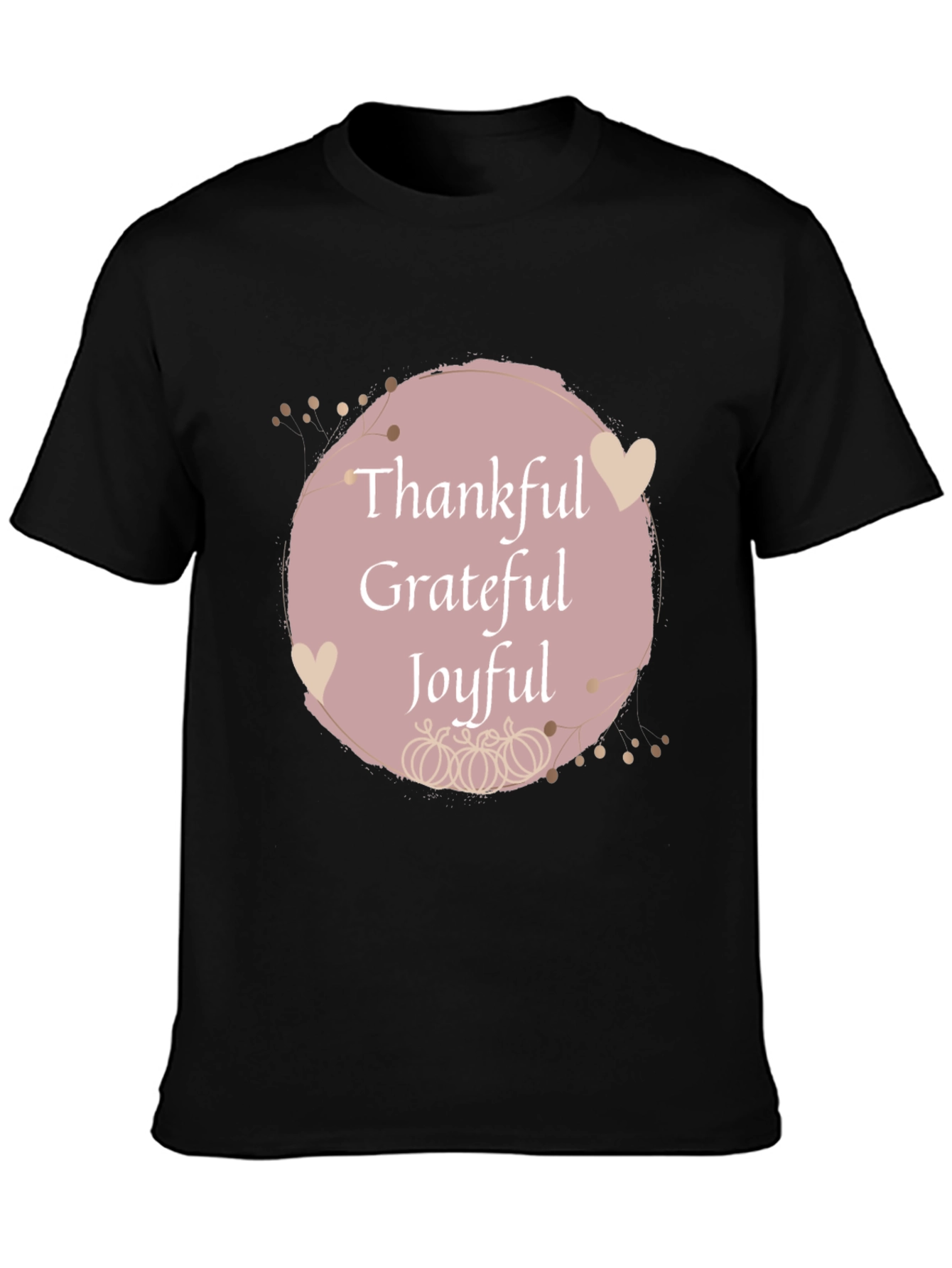 Black Thankful Grateful Joyful Fall T-Shirt view 3