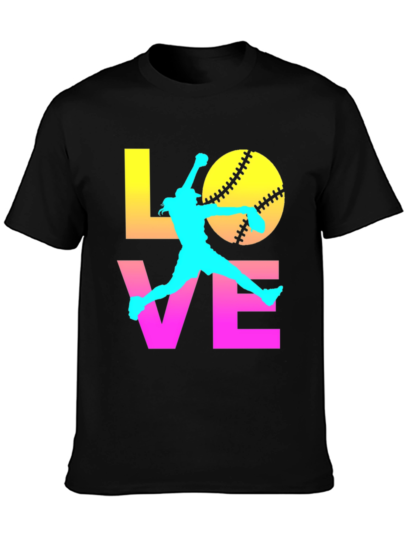 Black Softball Love Graphic Tee view 3