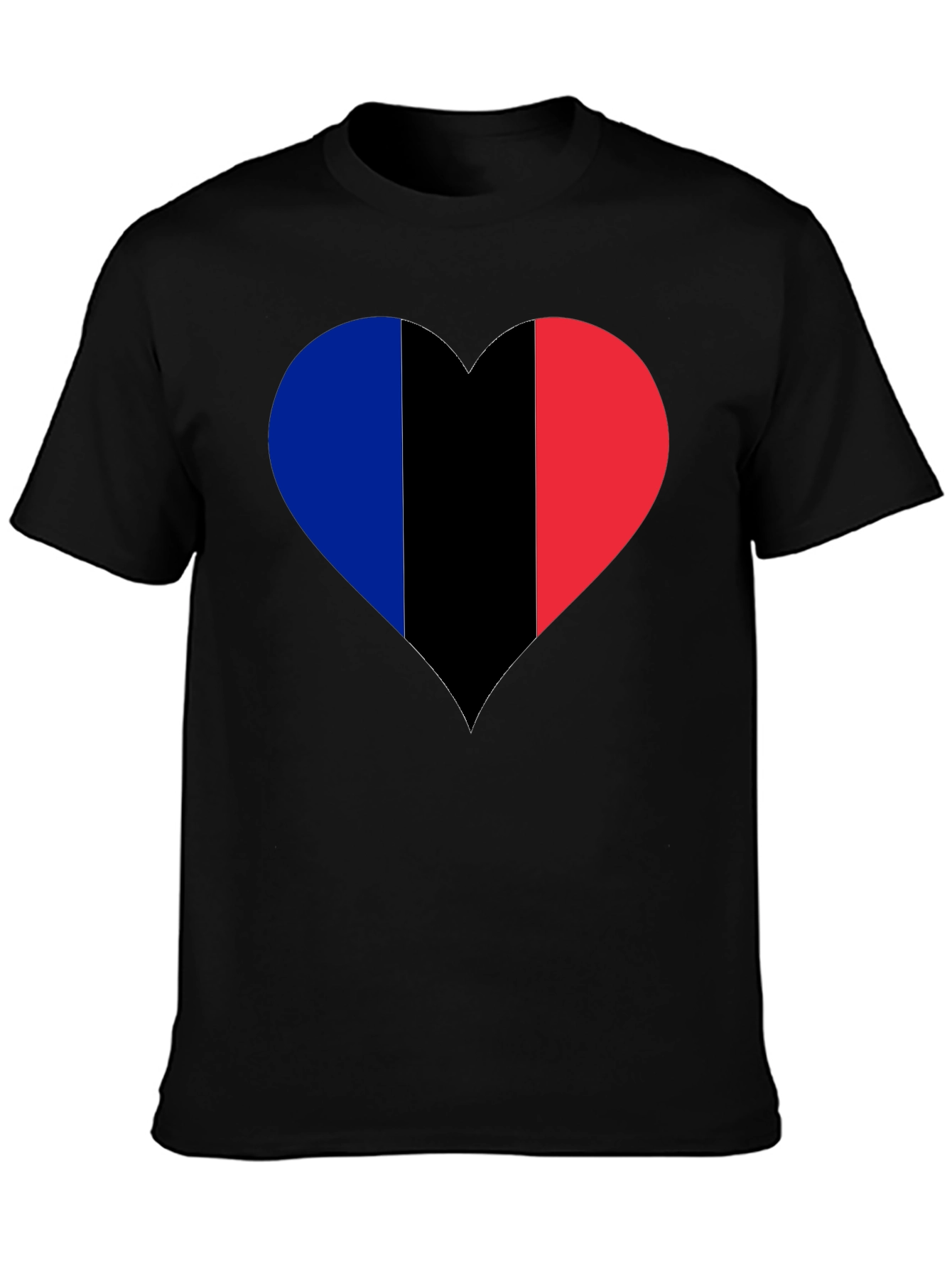 Black French Flag Heart Graphic T-Shirt view 3