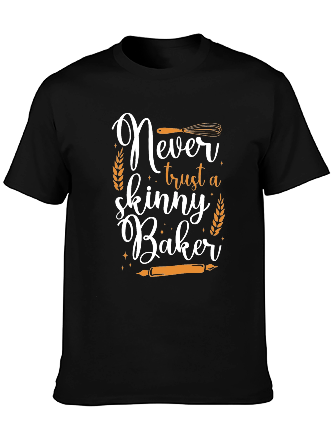 Black Never Trust a Skinny Baker Graphic Tee view 3