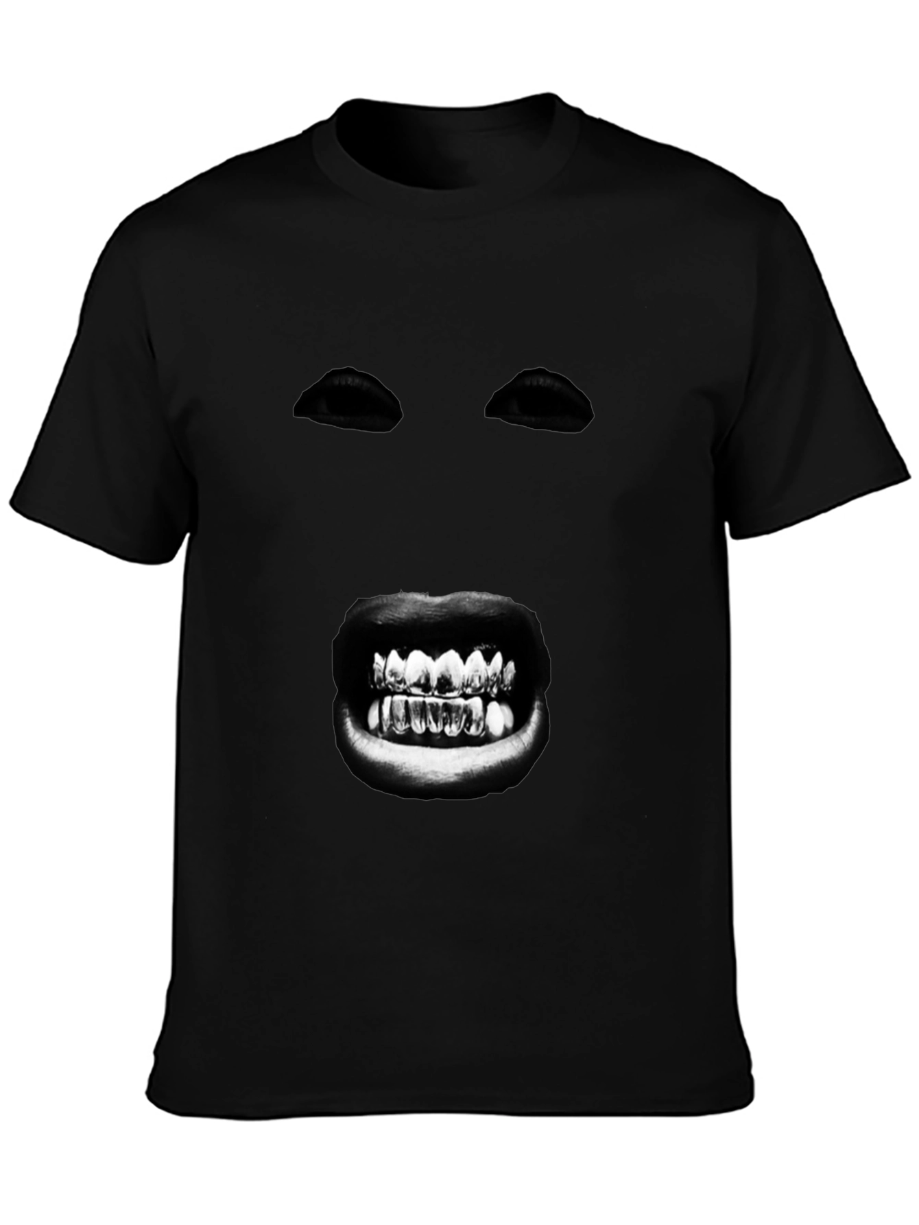 Black Mysterious Face Graphic T-Shirt - Bold Black Tee view 3