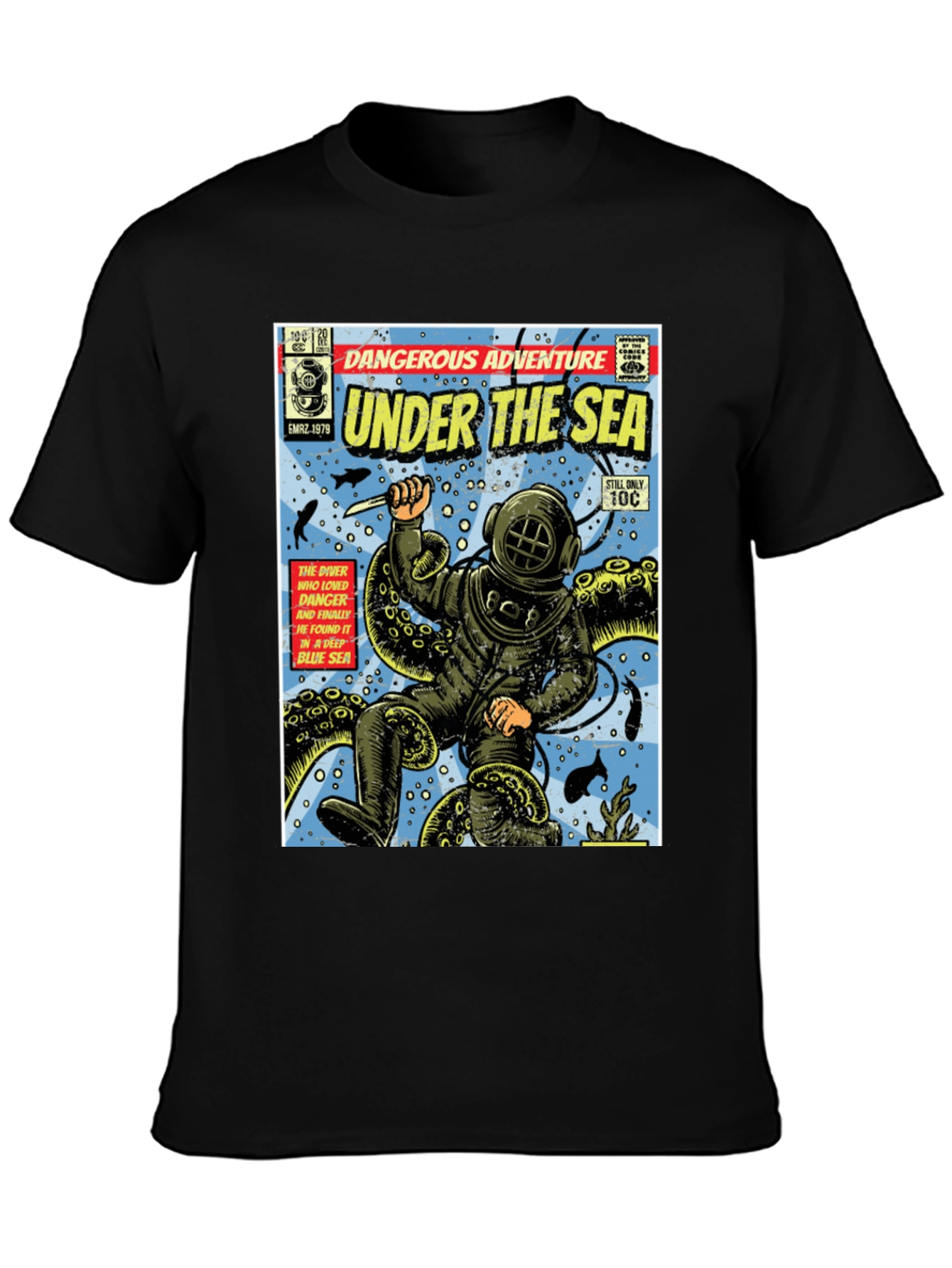 Black Under the Sea Comic Book T-Shirt view 3
