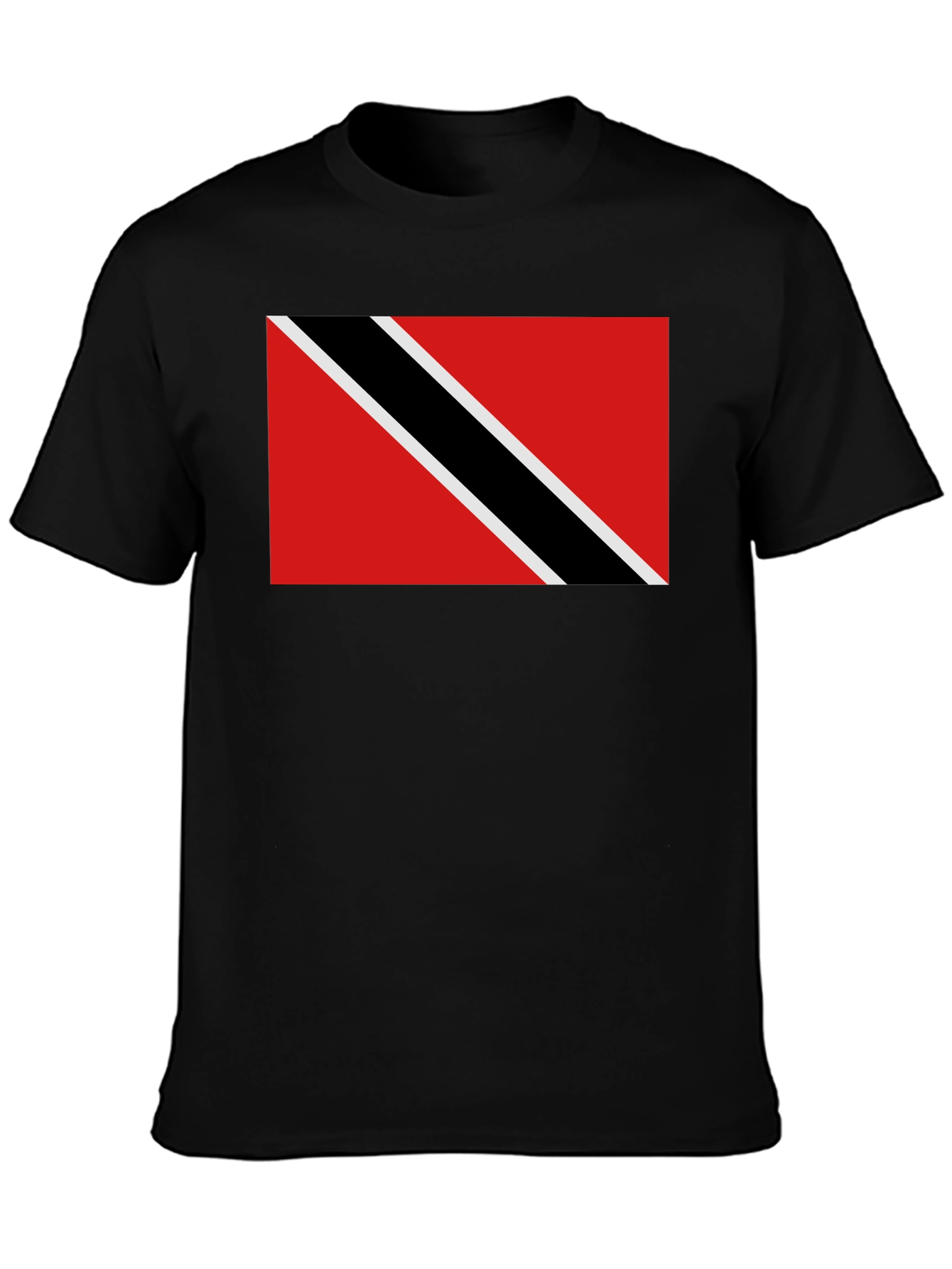 Black Trinidad & Tobago Flag T-Shirt - Black Crew Neck view 3