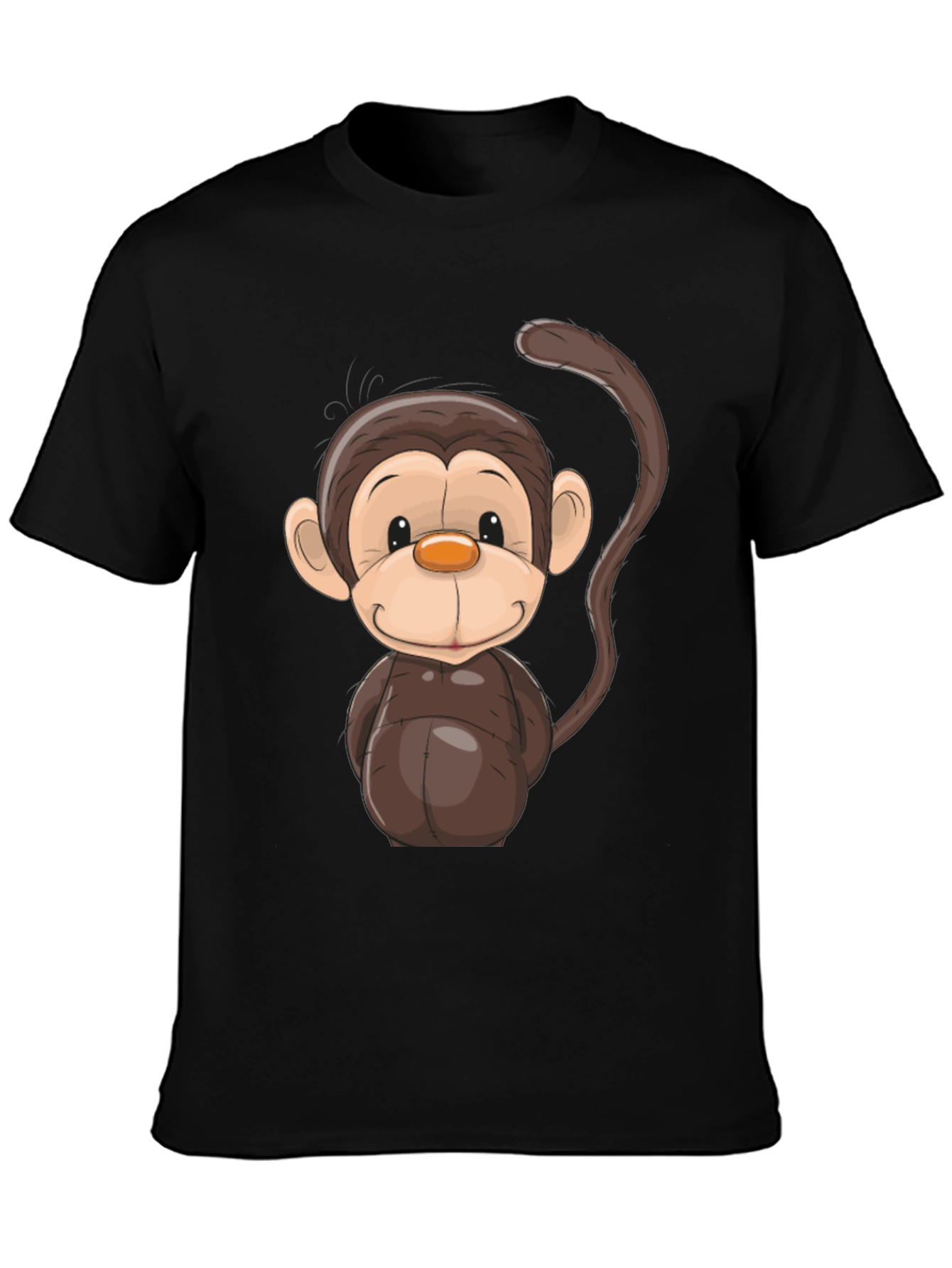 Black Cartoon Monkey Graphic Tee - Black view 3