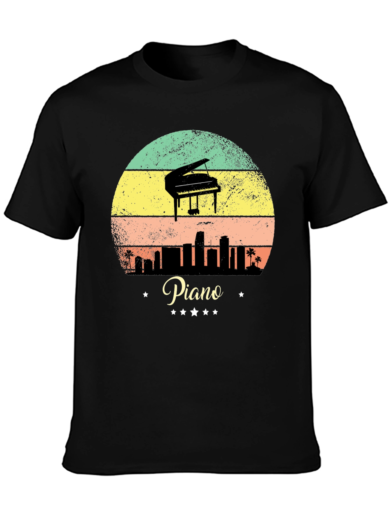 Black Piano Sunset T-Shirt - Musician Apparel view 3