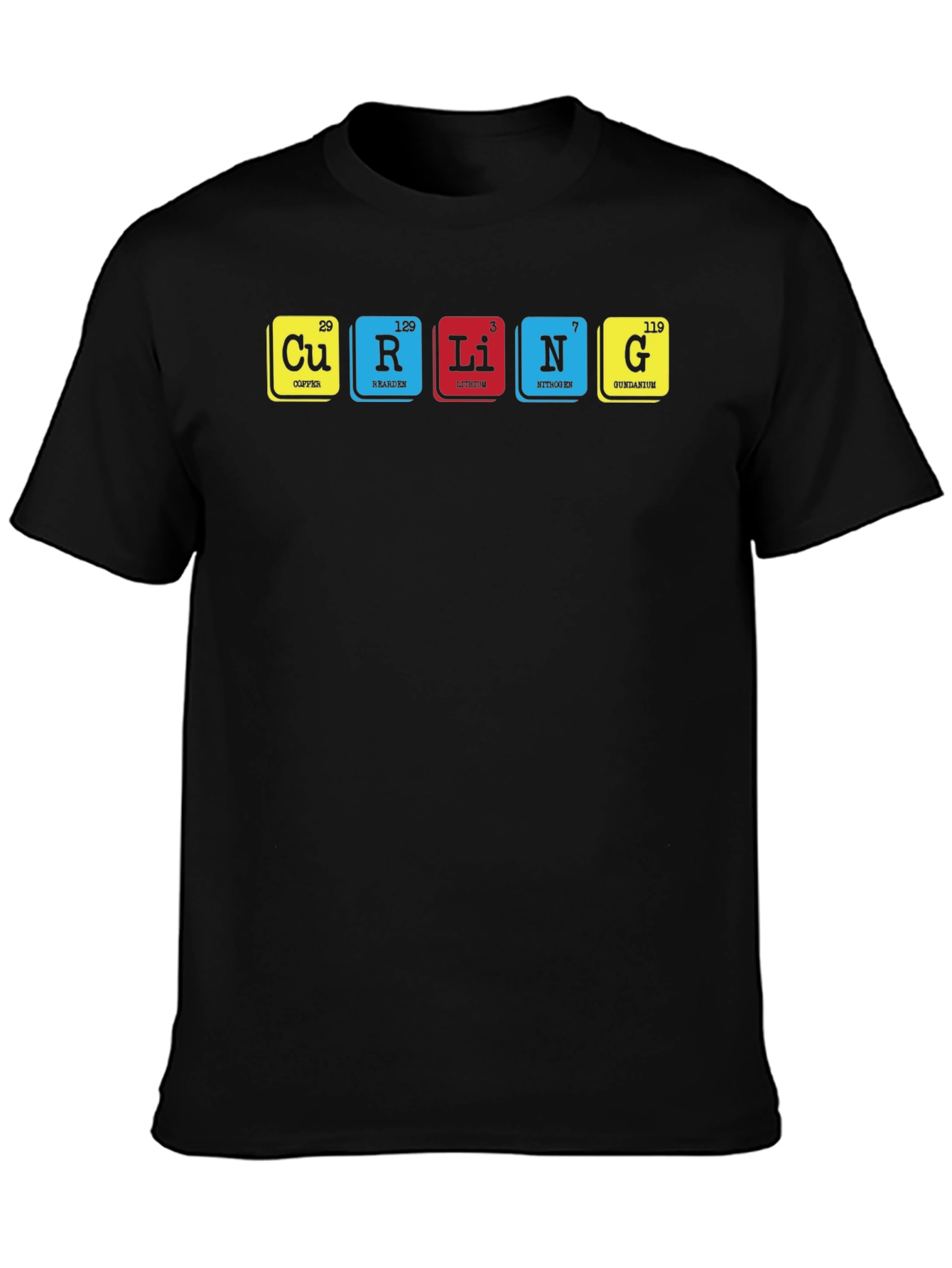 Black Curling Periodic Table T-Shirt view 3