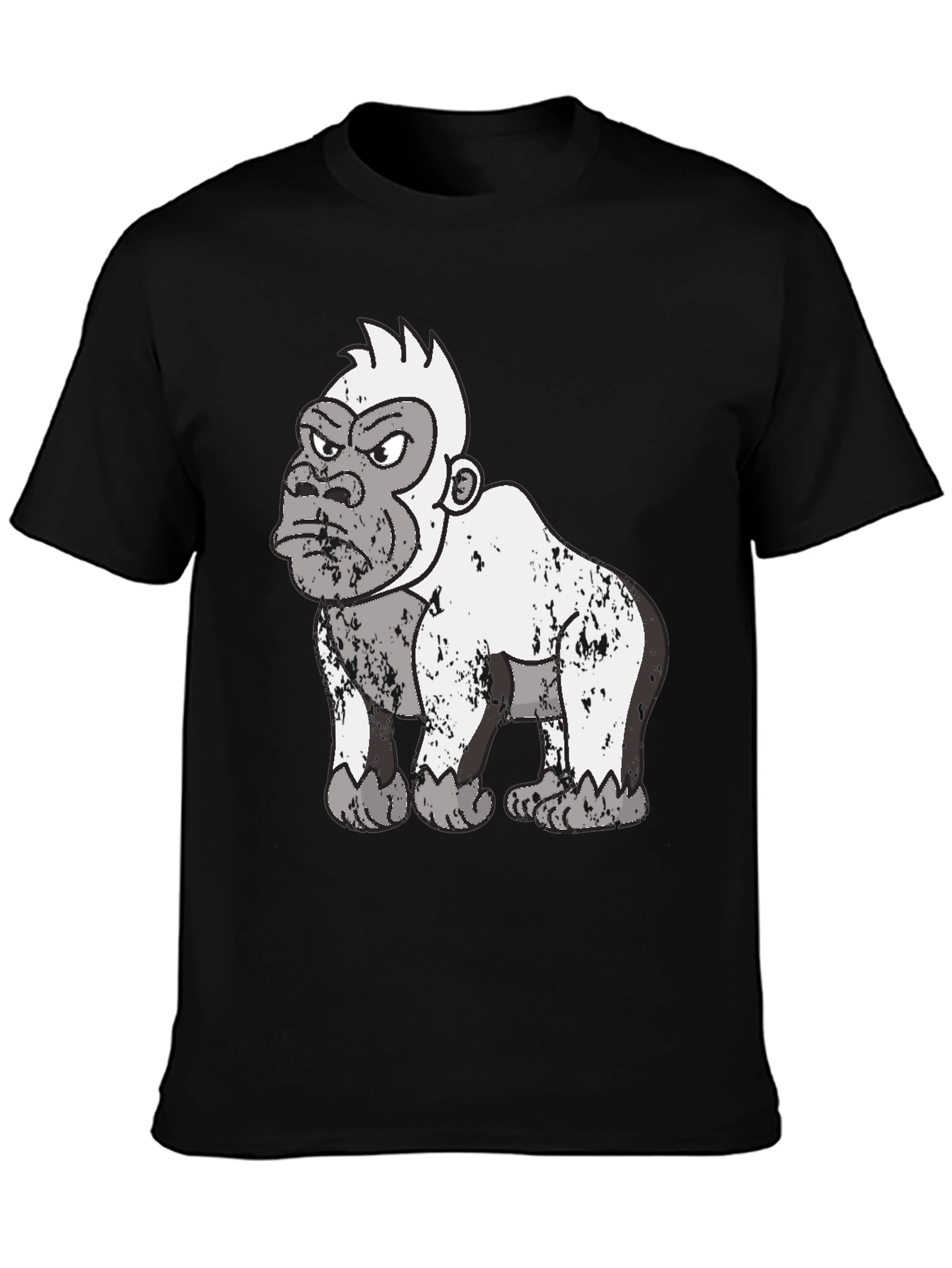 Black Grumpy Gorilla Graphic Tee - Black Cotton T-Shirt view 3