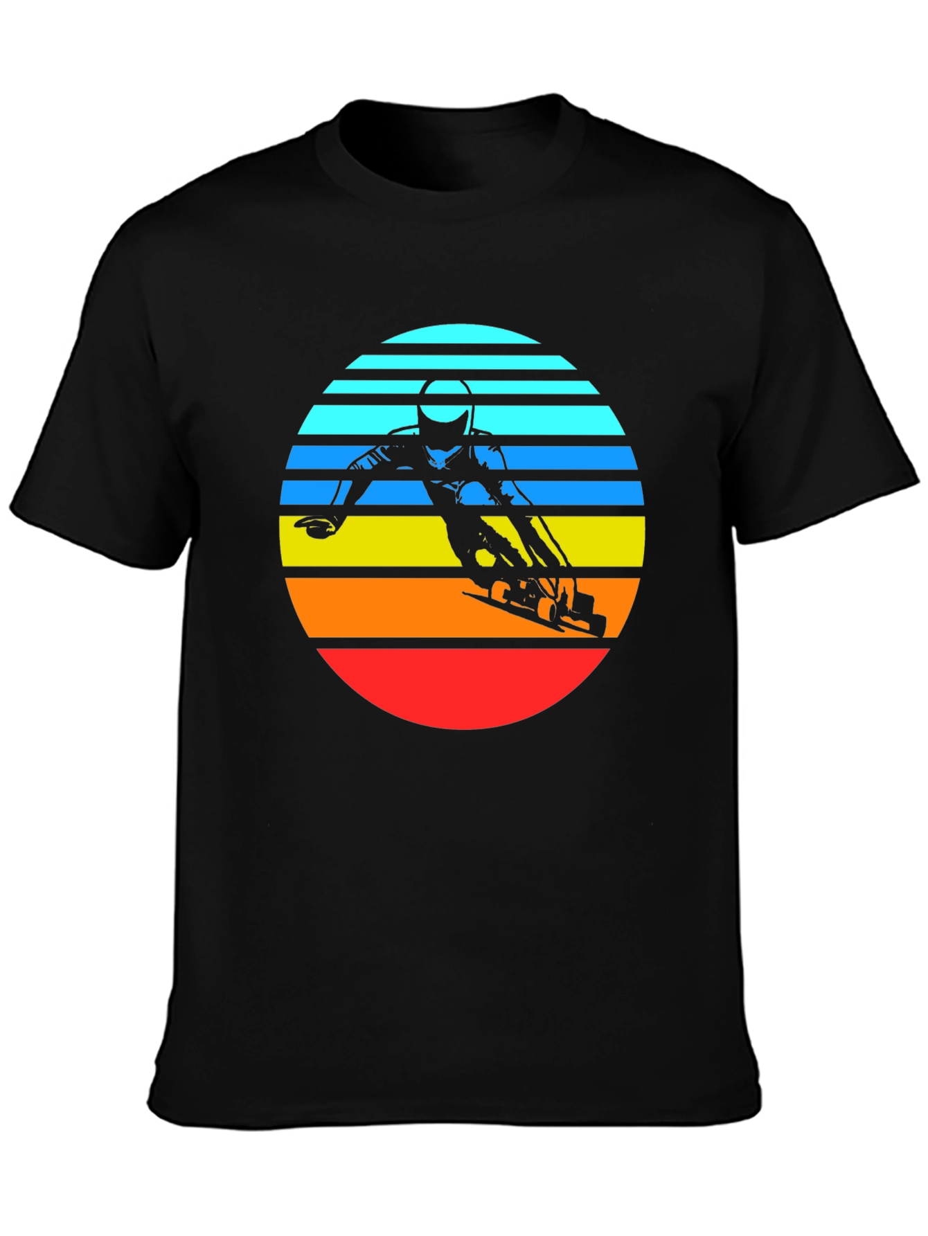 Black Retro Sunset Mountain Bike T-Shirt view 3