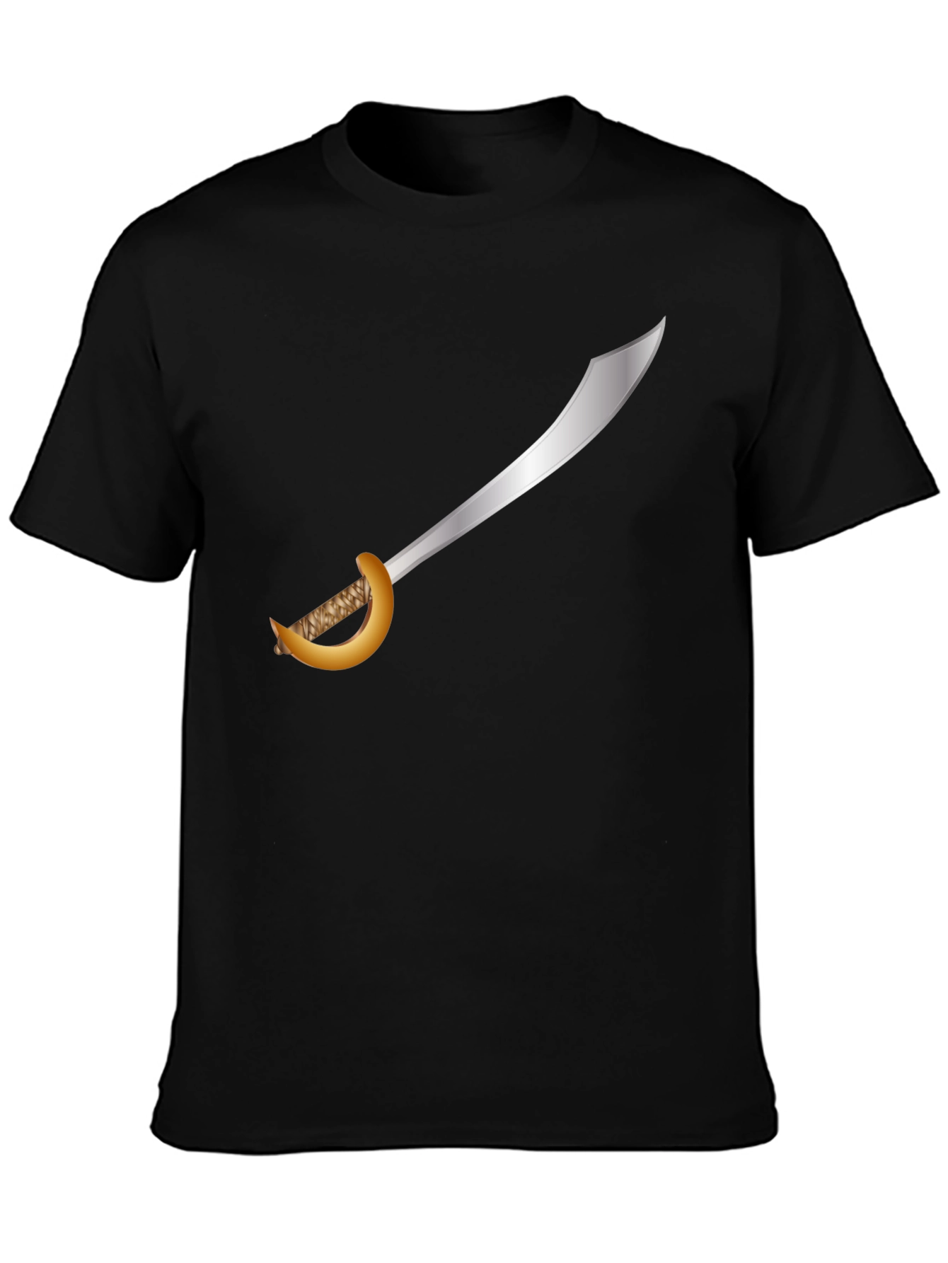 Black Pirate Cutlass T-Shirt - Black Cotton Tee view 3