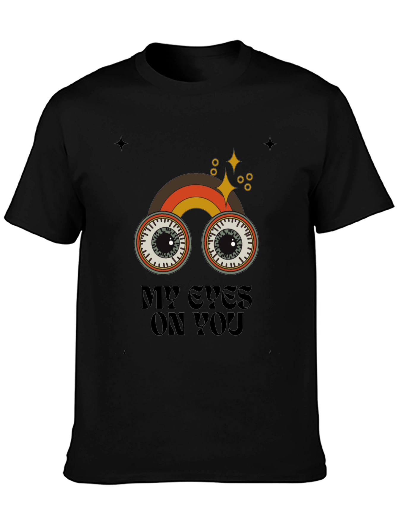 Black Retro My Eyes On You Graphic T-Shirt view 3
