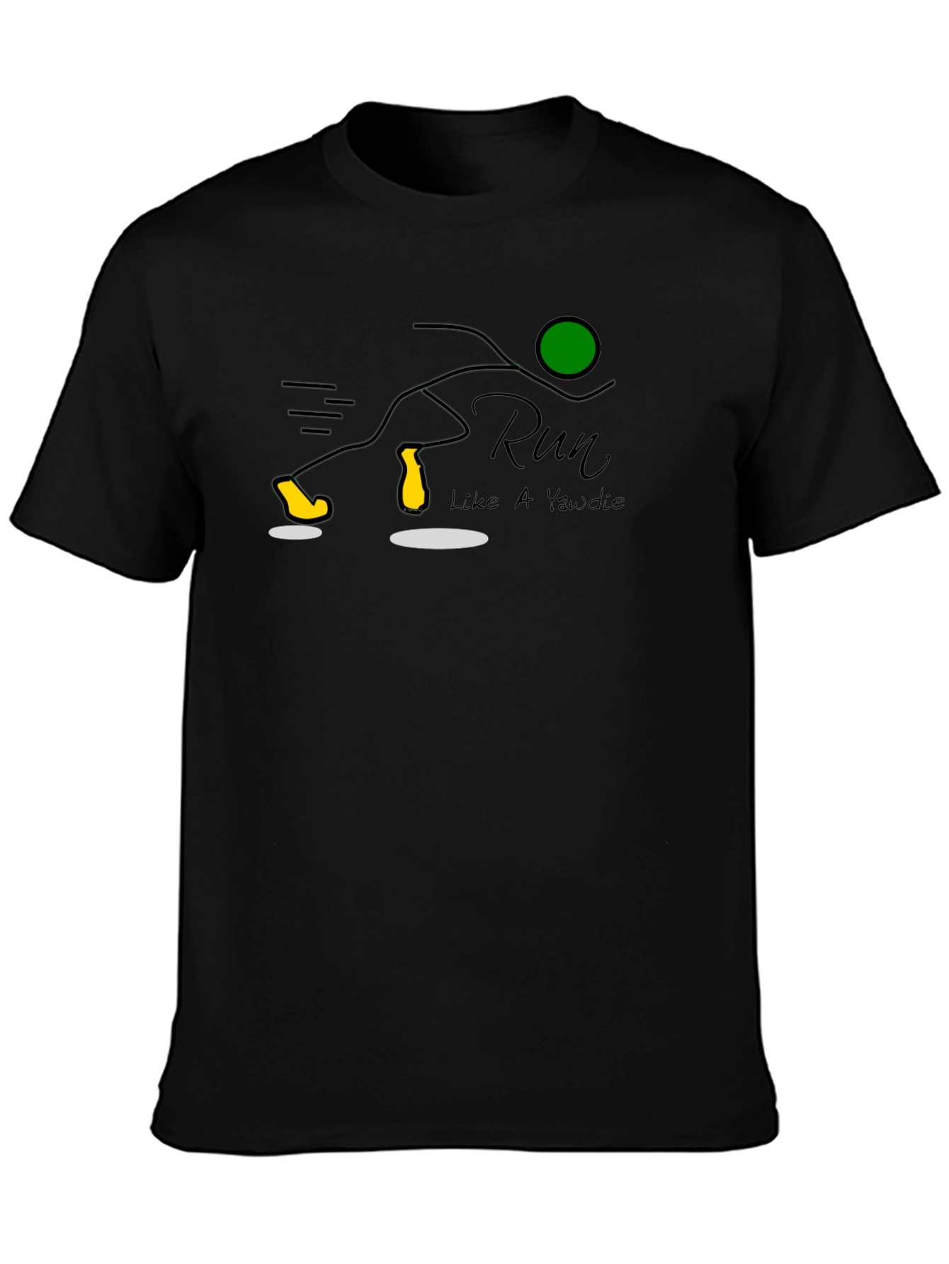 Black Run Like a Yawdie T-Shirt: Fun Graphic Tee view 3