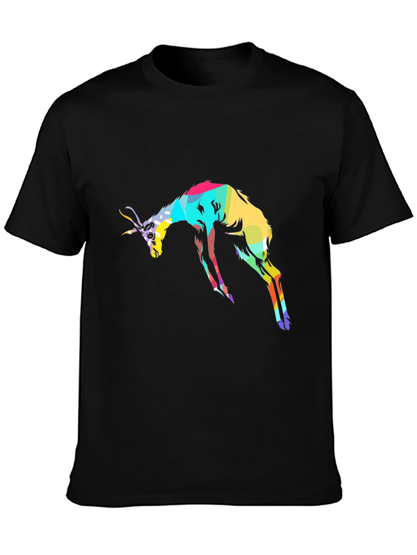 Black Abstract Antelope Graphic Black T-Shirt view 3