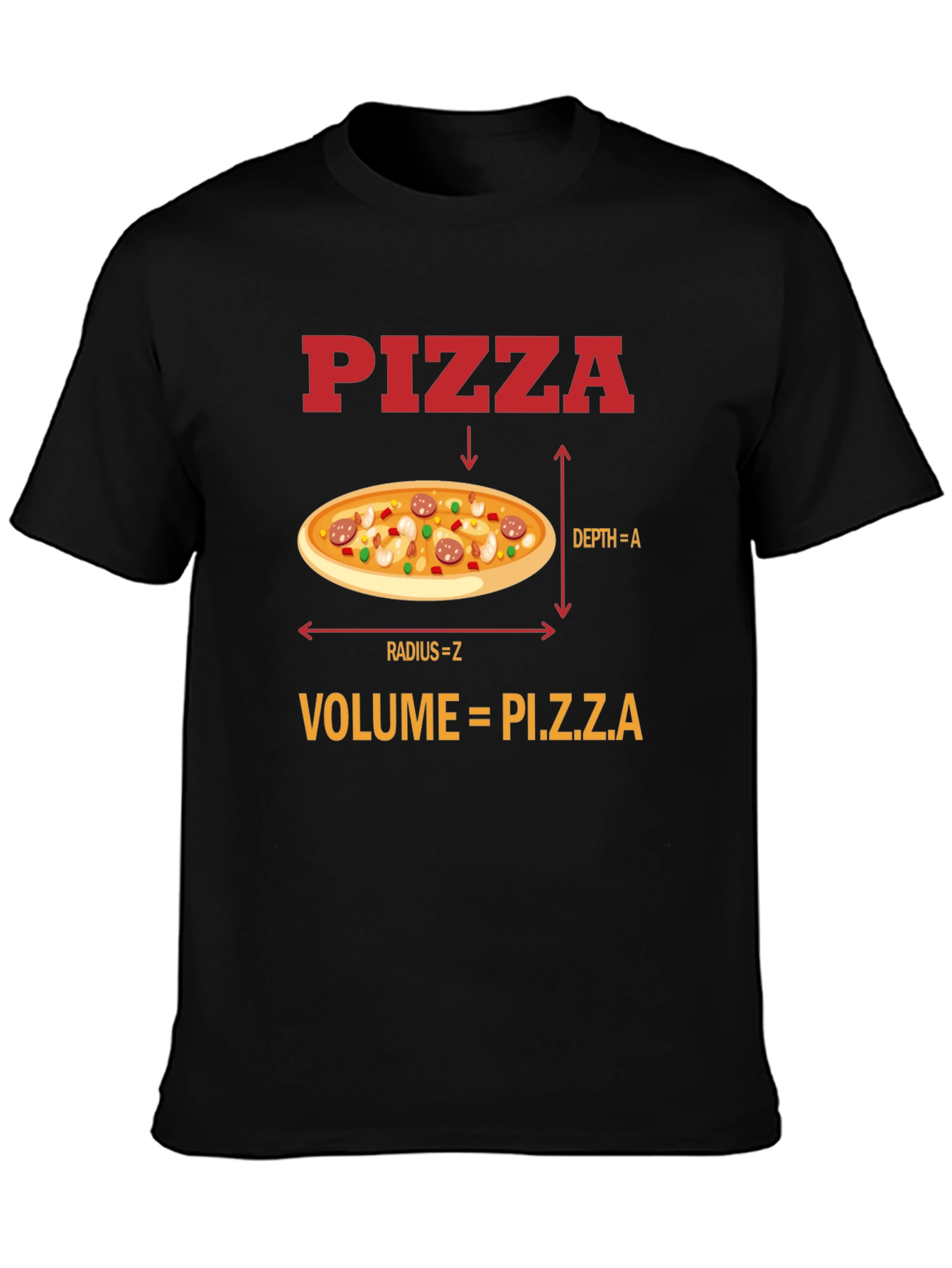 Black Pizza Volume Funny Math T-Shirt view 3