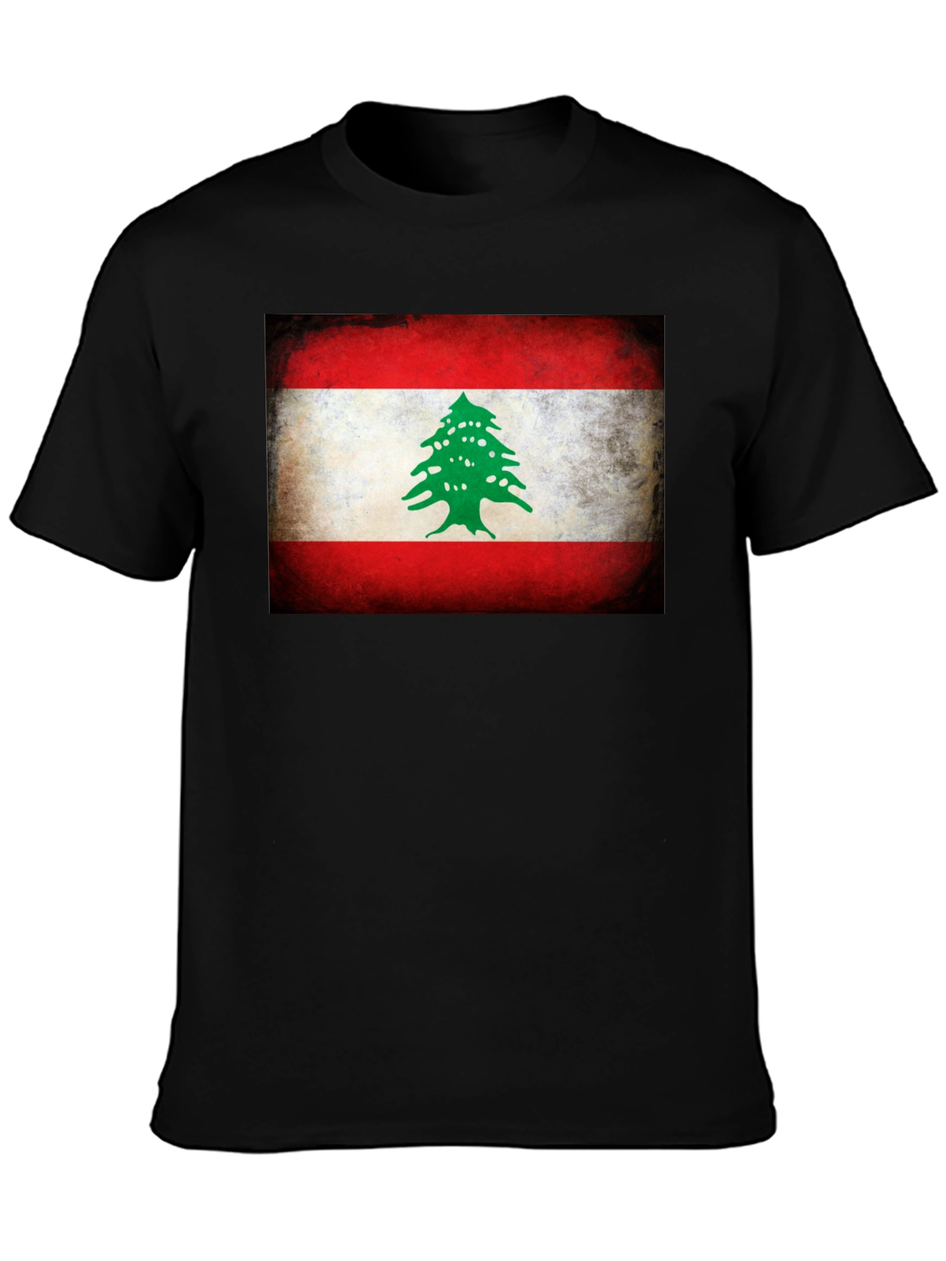 Black Lebanon Flag T-Shirt - Distressed Graphic Tee view 3