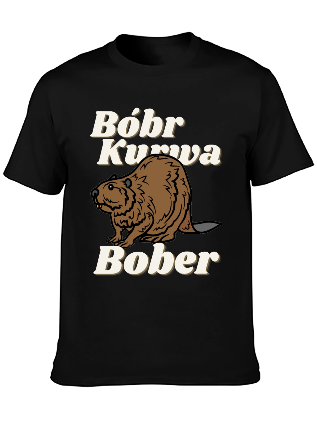 Black Bóbr Kurva Bober Funny Beaver T-Shirt view 3