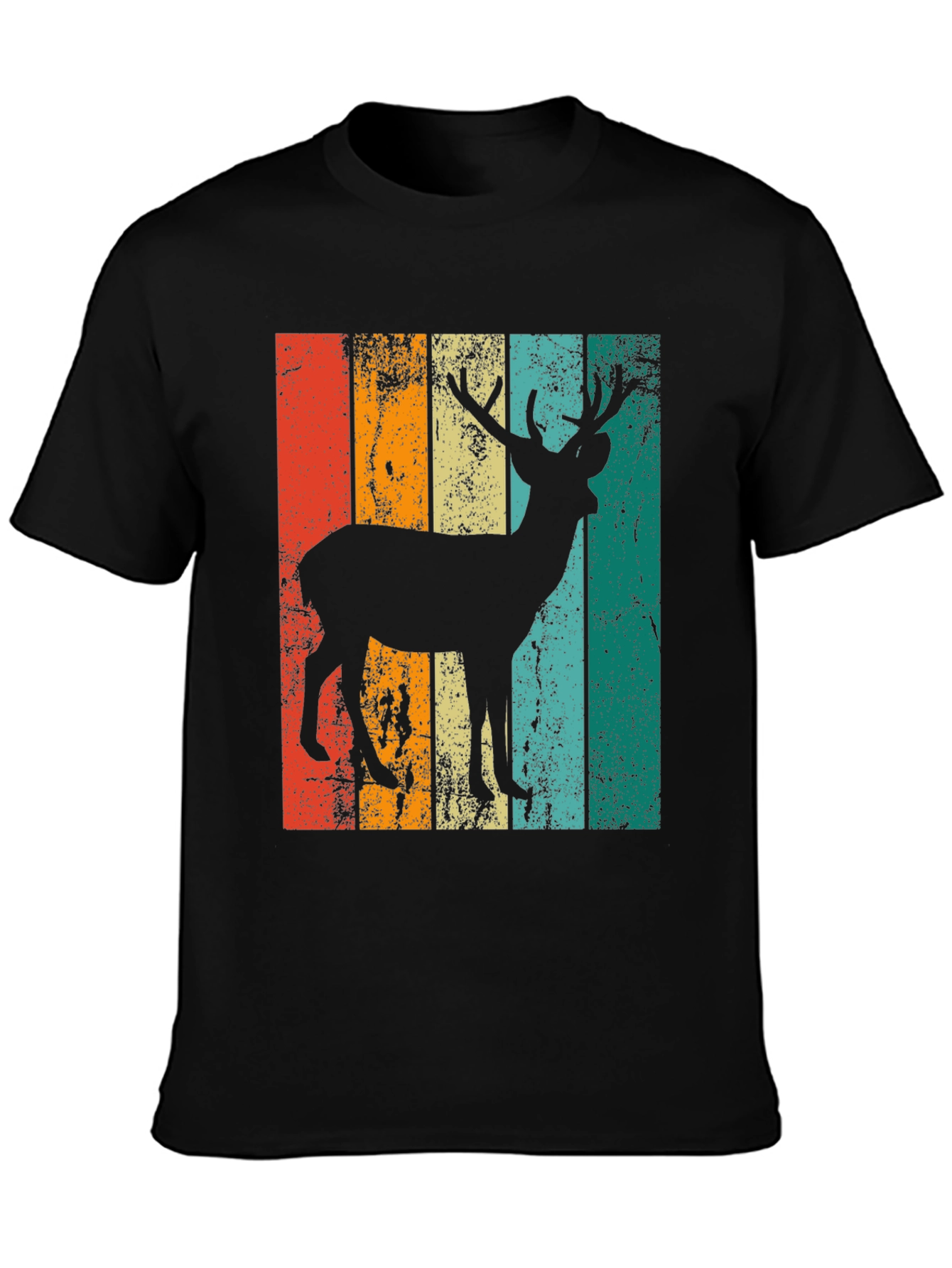 Black Retro Deer Graphic Print Tee - Black view 3