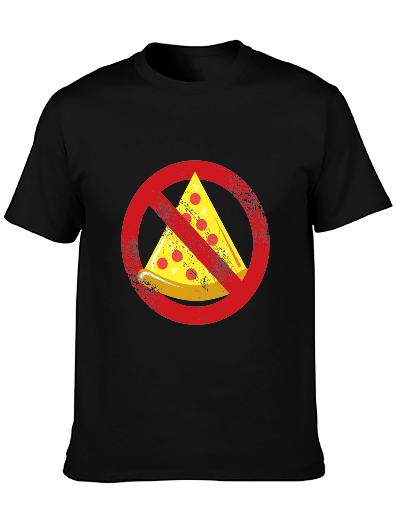 Black No Pizza Zone Graphic Tee - Funny Foodie Shirt view 3