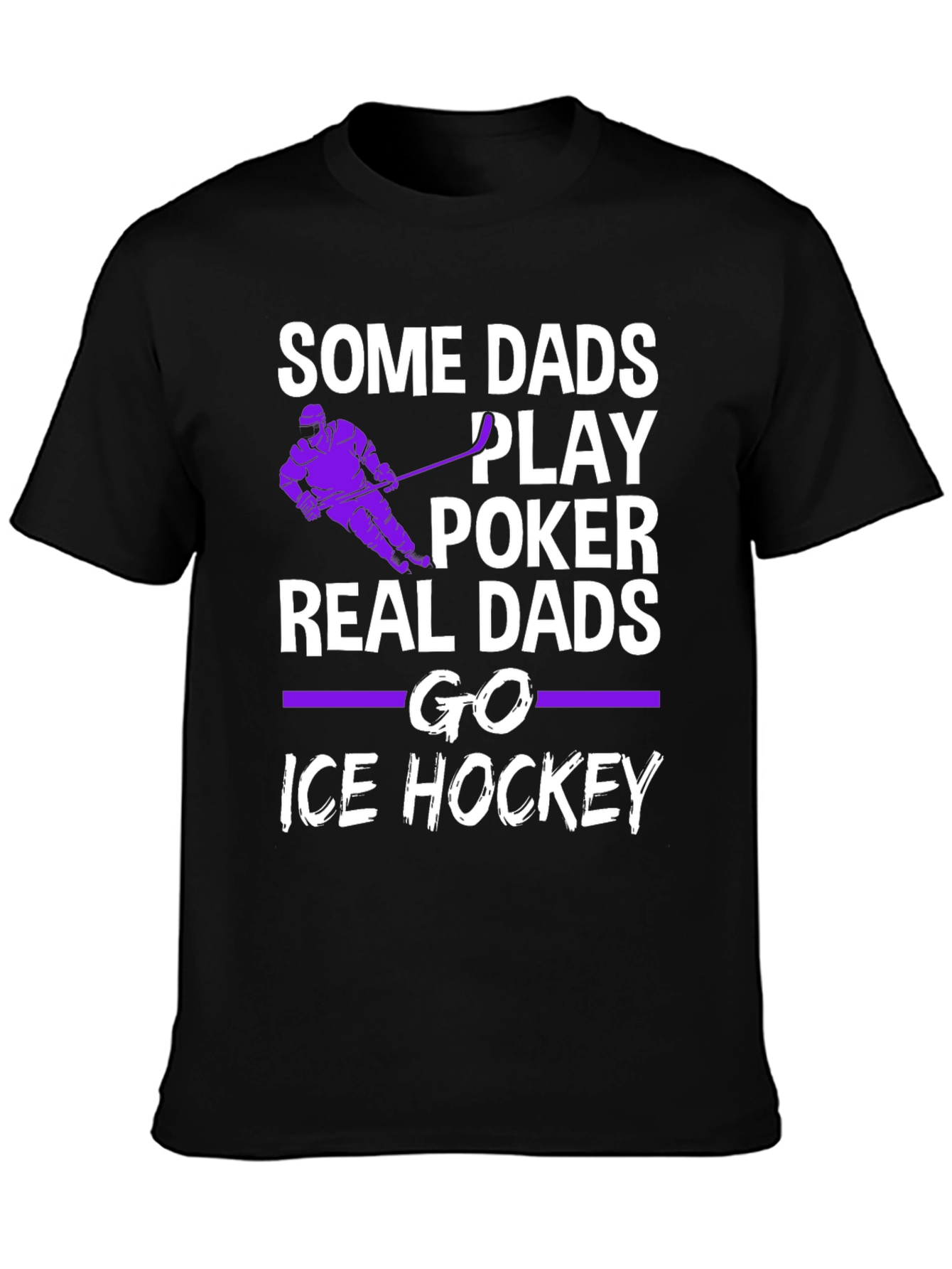 Black Real Dads Go Ice Hockey T-Shirt view 3