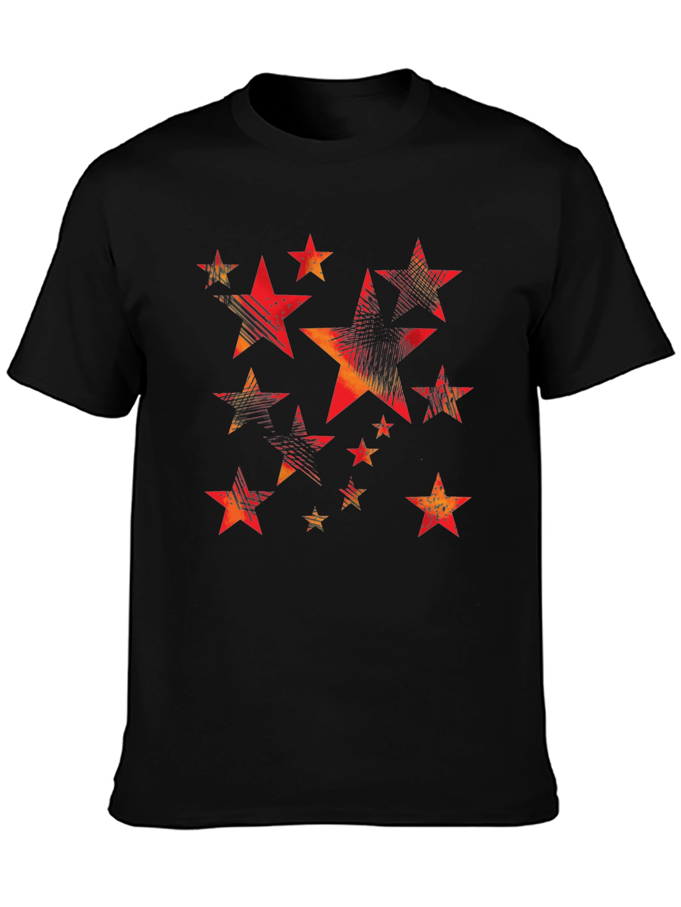 Black Stylish Star Pattern Black T-Shirt for Men view 3