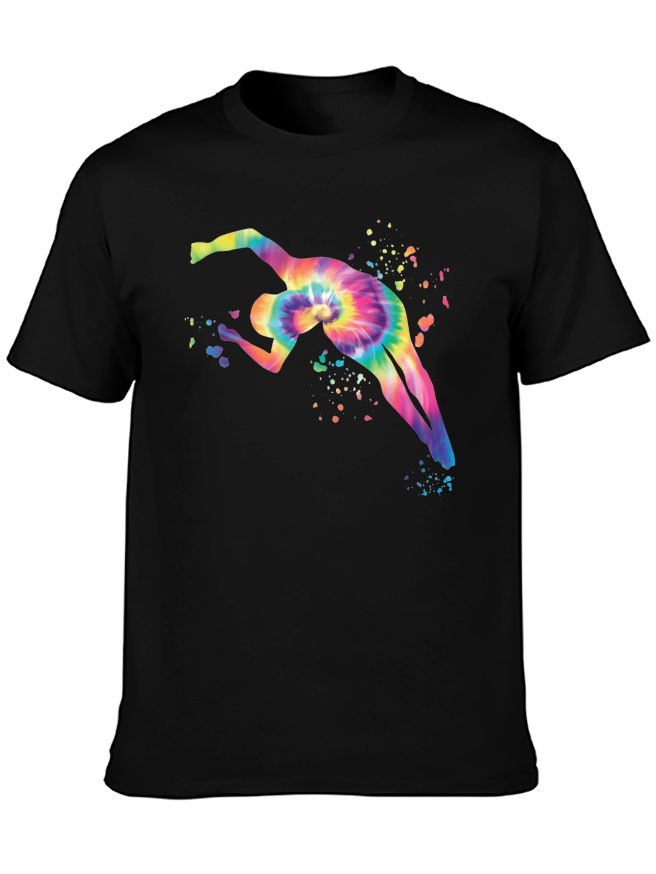 Black Tie-Dye Gymnast Graphic Black T-Shirt view 3