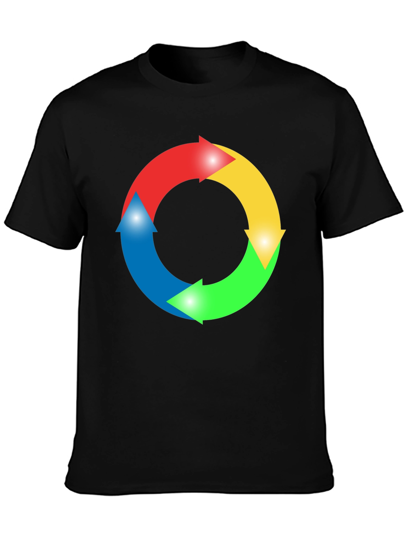 Black Circular Arrow Graphic Black T-Shirt view 3