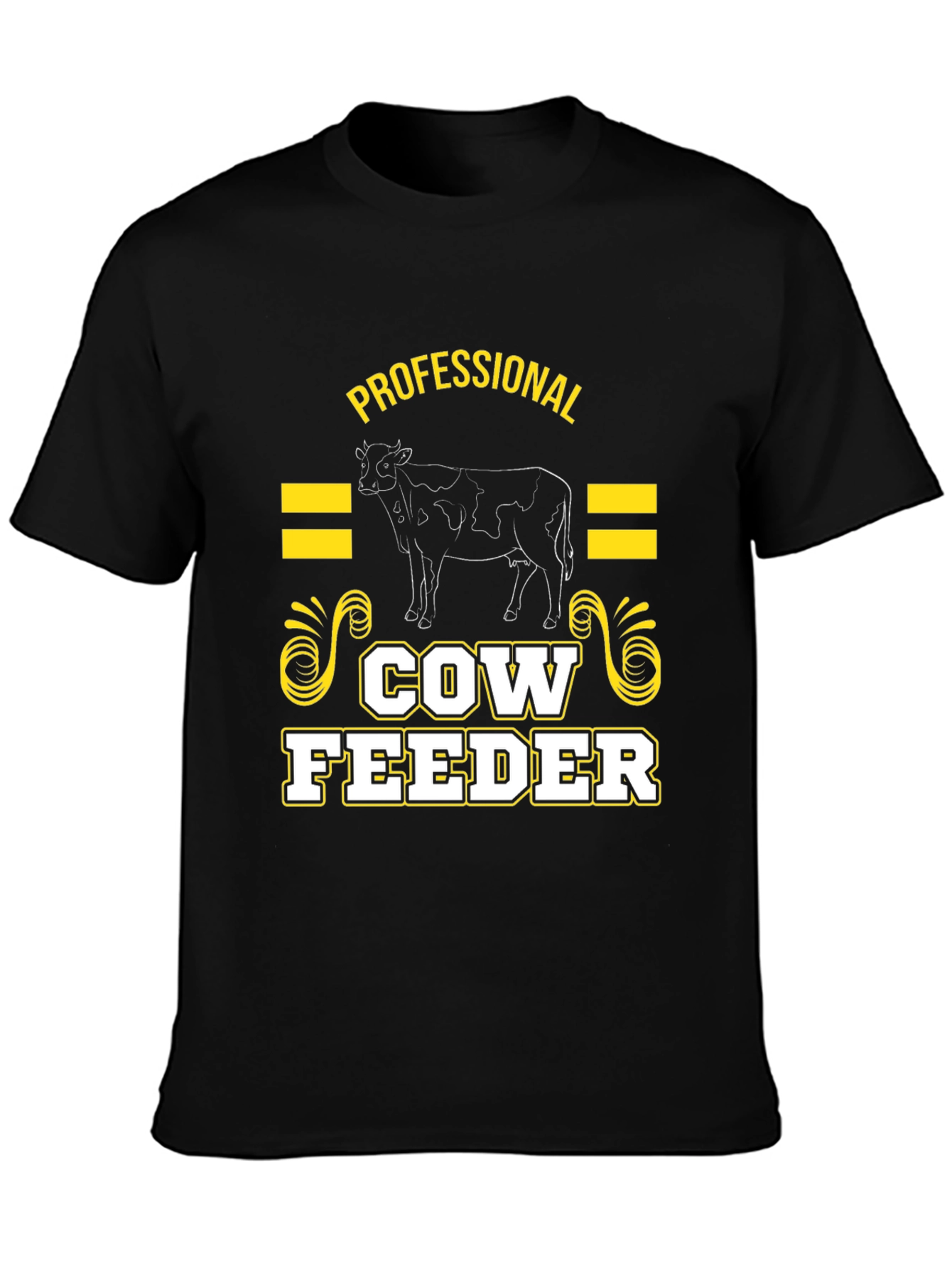 Black Professional Cow Feeder Graphic T-Shirt view 3