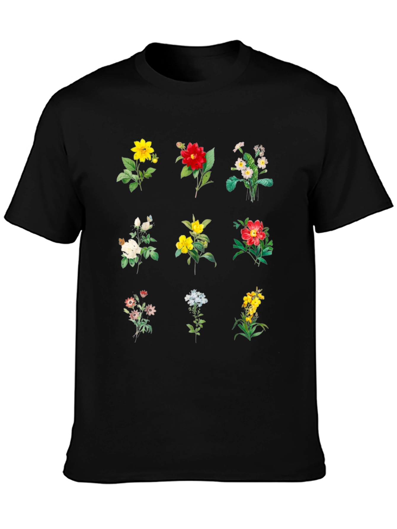 Black Floral Print Black T-Shirt view 3