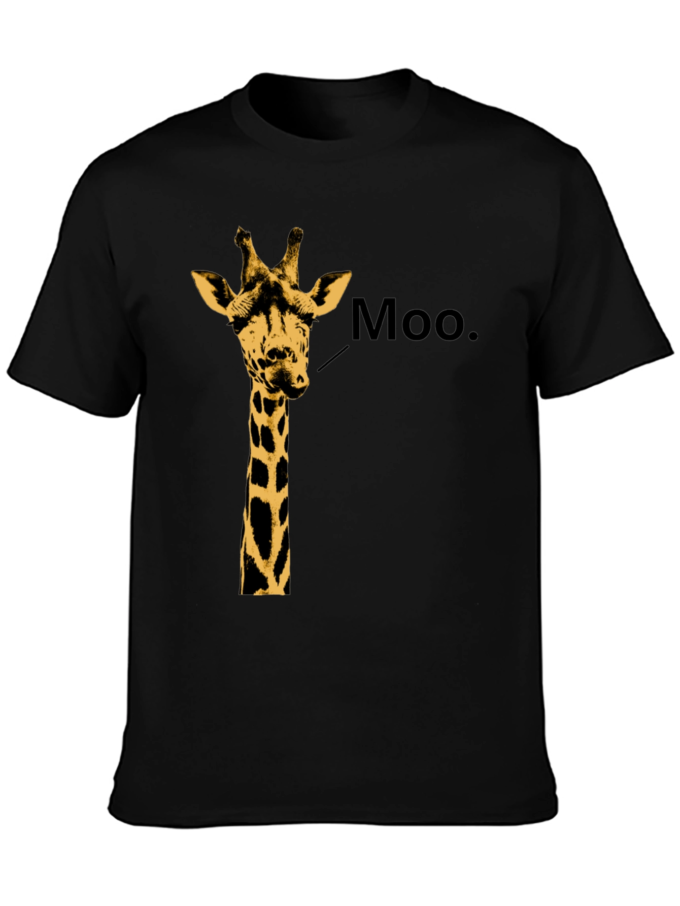 Black Giraffe Moo T-Shirt - Funny Animal Graphic Tee view 3